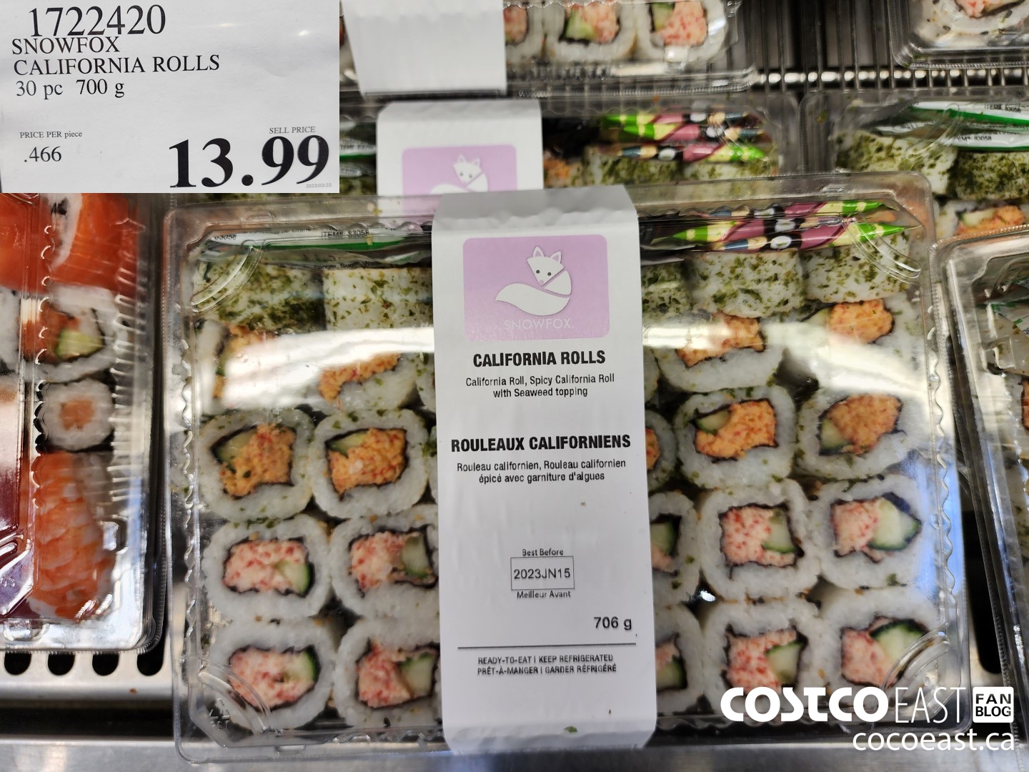 1722420 SNOWFOX CALIFORNIA ROLLS 30 PC 700 G $13.99