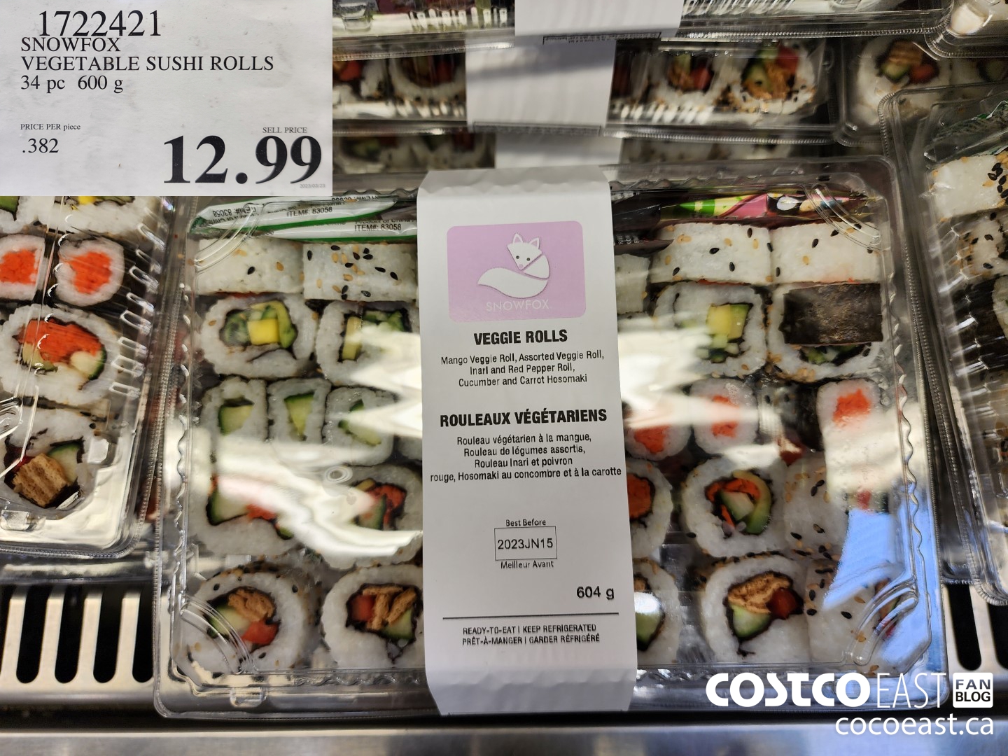 1722421 SNOWFOX VEGETABLE SUSHI ROLLS 34 PC 600 g $12.99