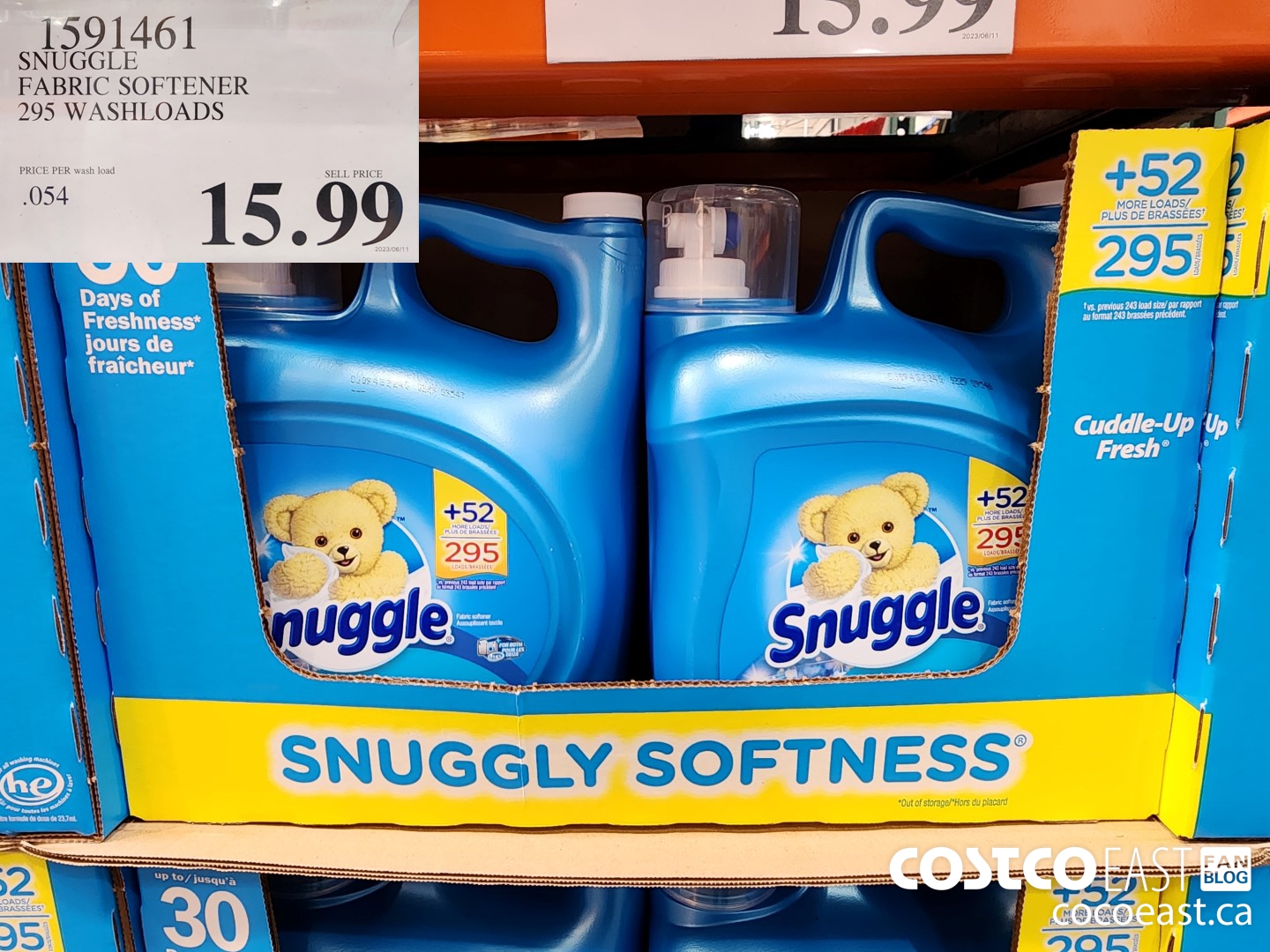 1591461 SNUGGLE FABRIC SOFTENER 295 WASHLOADS $15.99