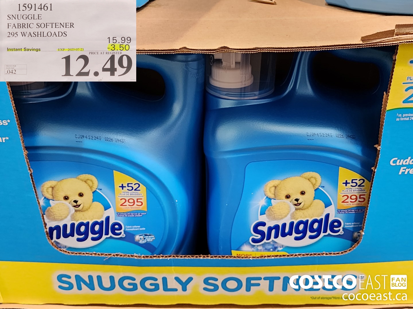 1591461 SNUGGLE FABRIC SOFTENER 295 WASHLOADS ($3.50 INSTANT SAVINGS EXPIRES ON 2023-07-23) $12.49