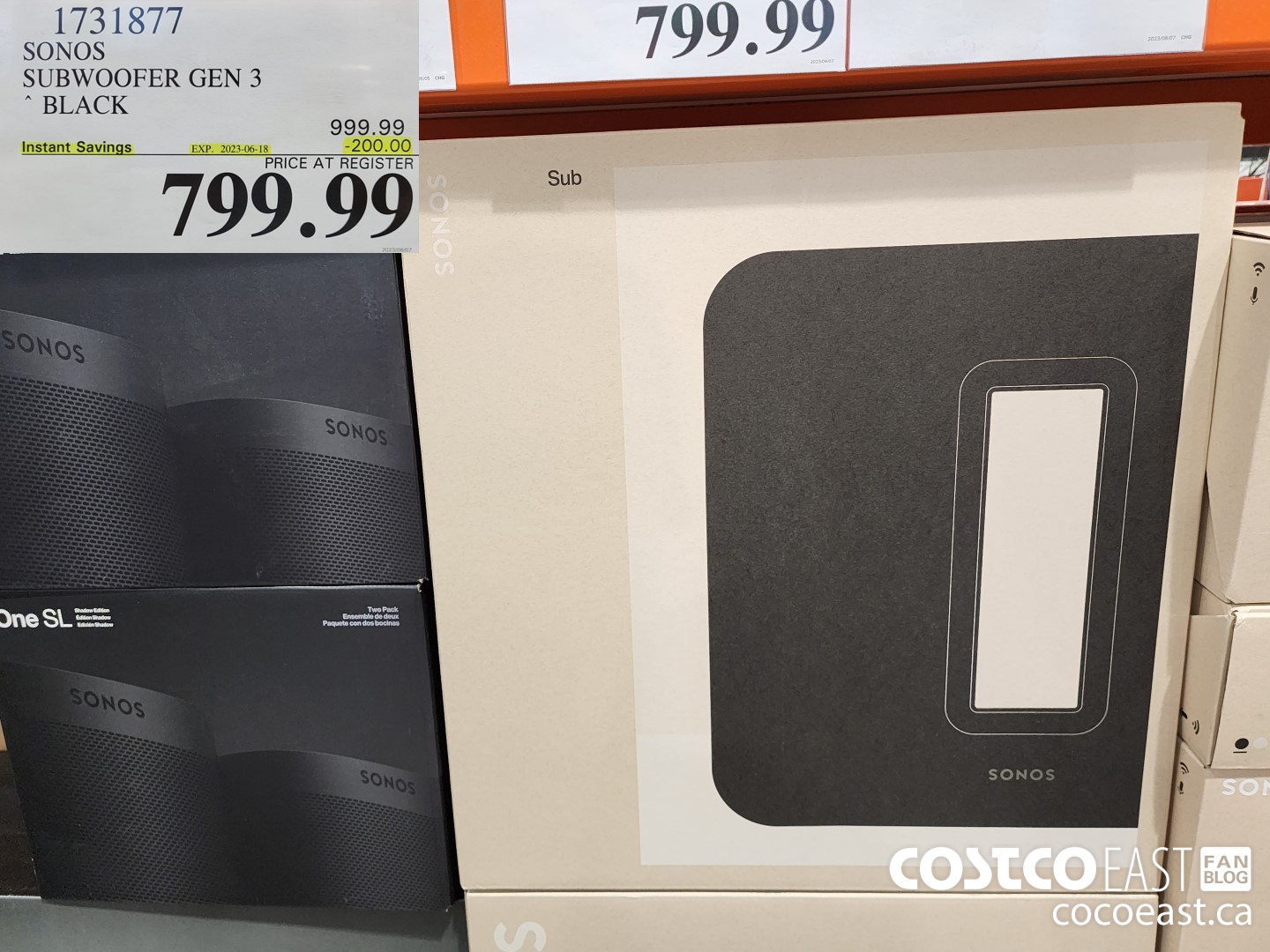 1731877 SONOS SUBWOOFER GEN 3 BLACK ($200.00 INSTANT SAVINGS EXPIRES ON 2023-06-18) $799.99