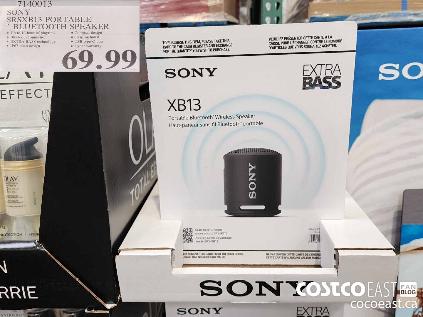 7140013 SONY SRSXB13 PORTABLE ~ BLUETOOTH SPEAKER $69.99