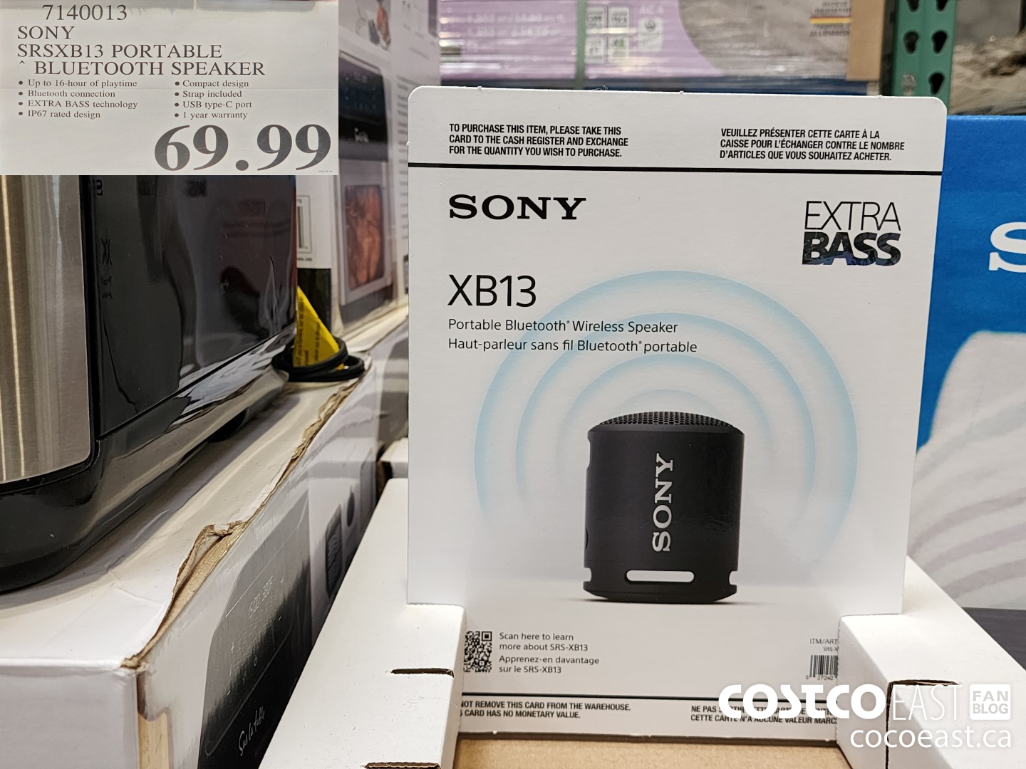 7140013 SONY SRSXB13 PORTABLE ~ BLUETOOTH SPEAKER $69.99
