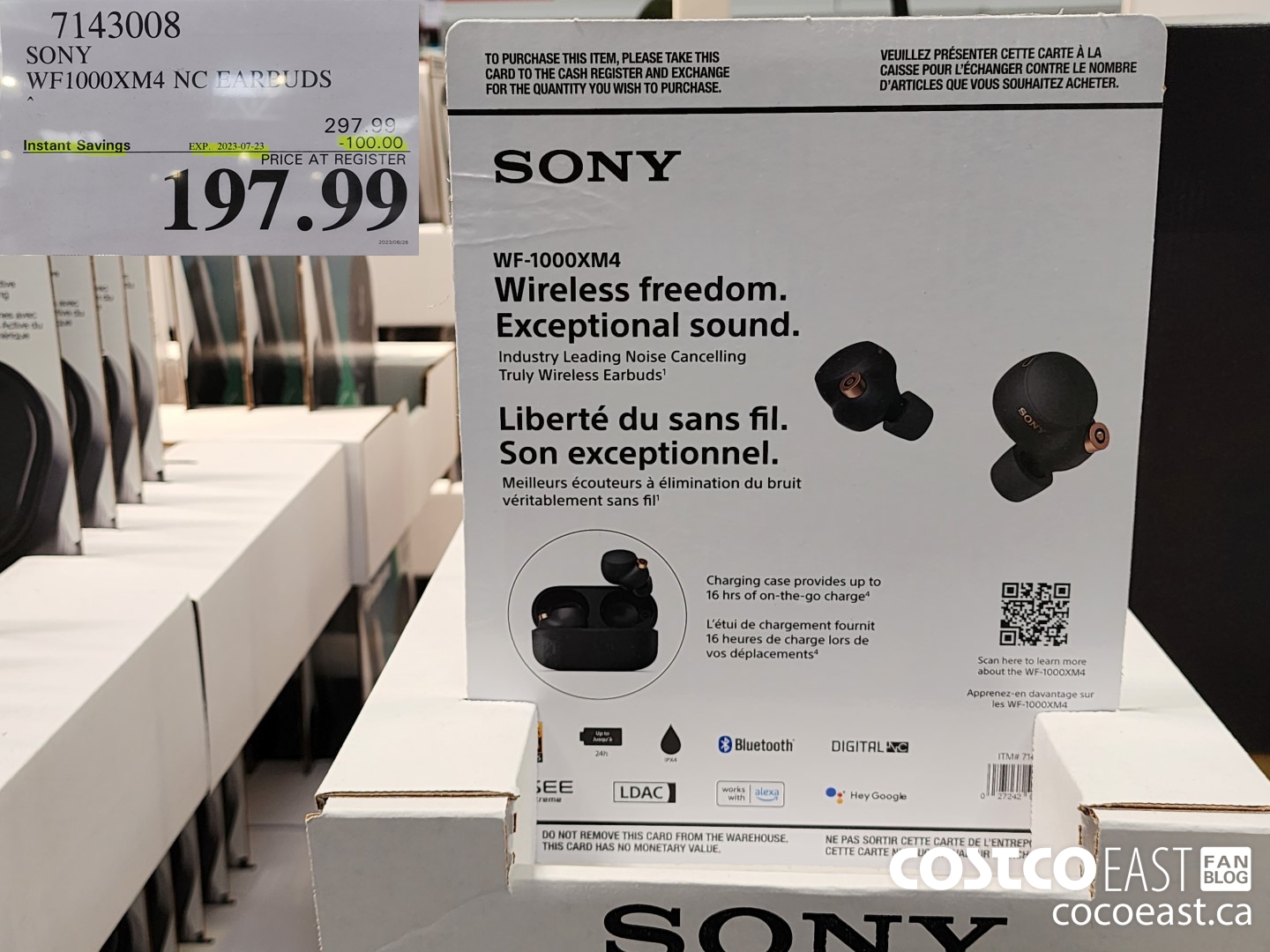 7143008 SONY WF1000XM4 NC EARBUDS ($100.00 INSTANT SAVINGS EXPIRES ON 2023-07-23) $197.99