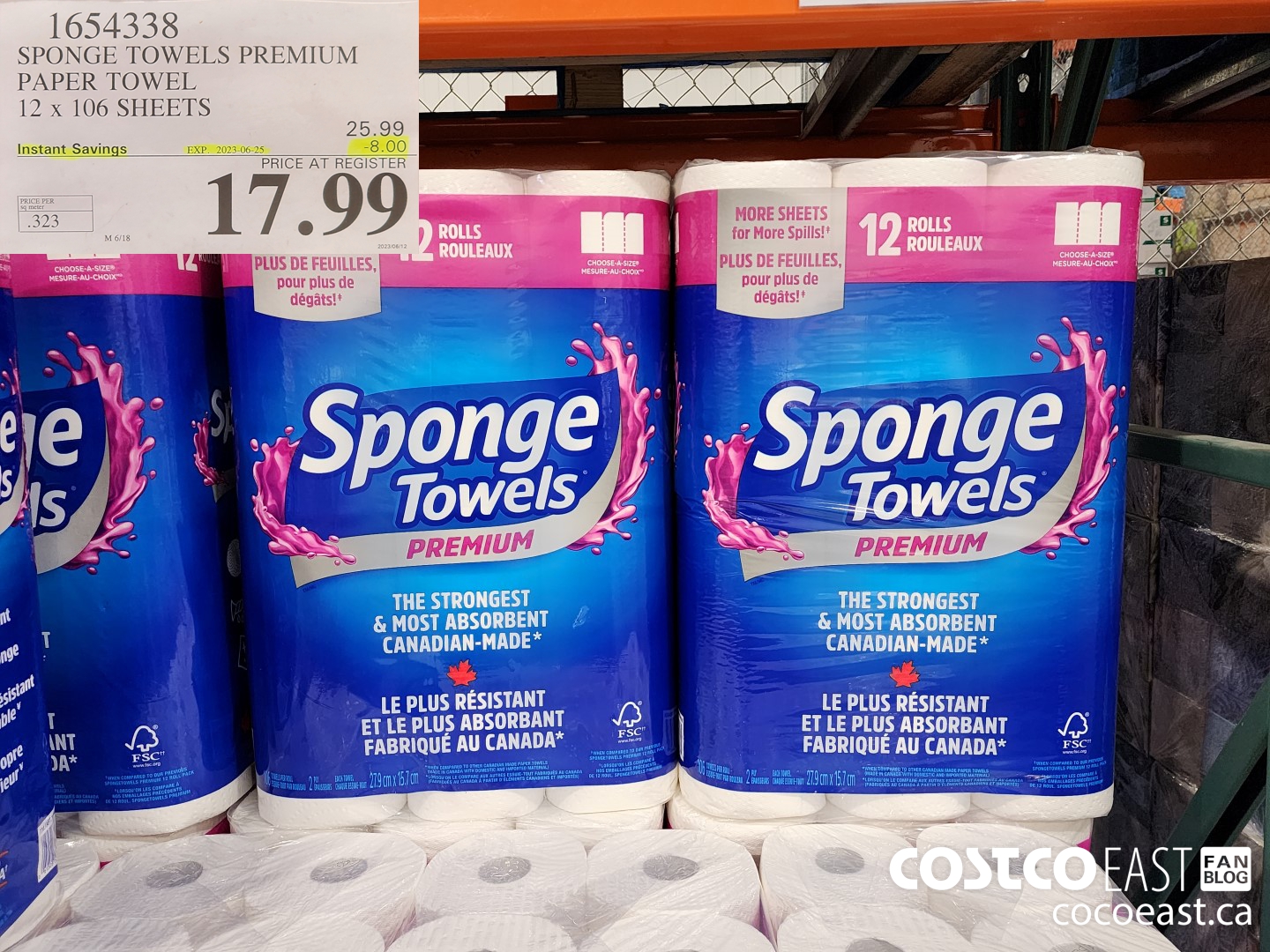 1654338 SPONGE TOWELS PREMIUM PAPER TOWEL 12 x 106 SHEETS ($8.00 INSTANT SAVINGS EXPIRES ON 2023-06-25) $17.99