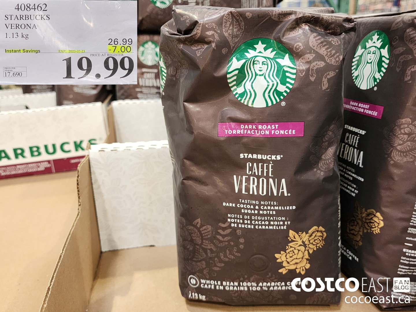 408462 STARBUCKS VERONA 1.13 kg ($7.00 INSTANT SAVINGS EXPIRES ON 2023-07-23) $19.99