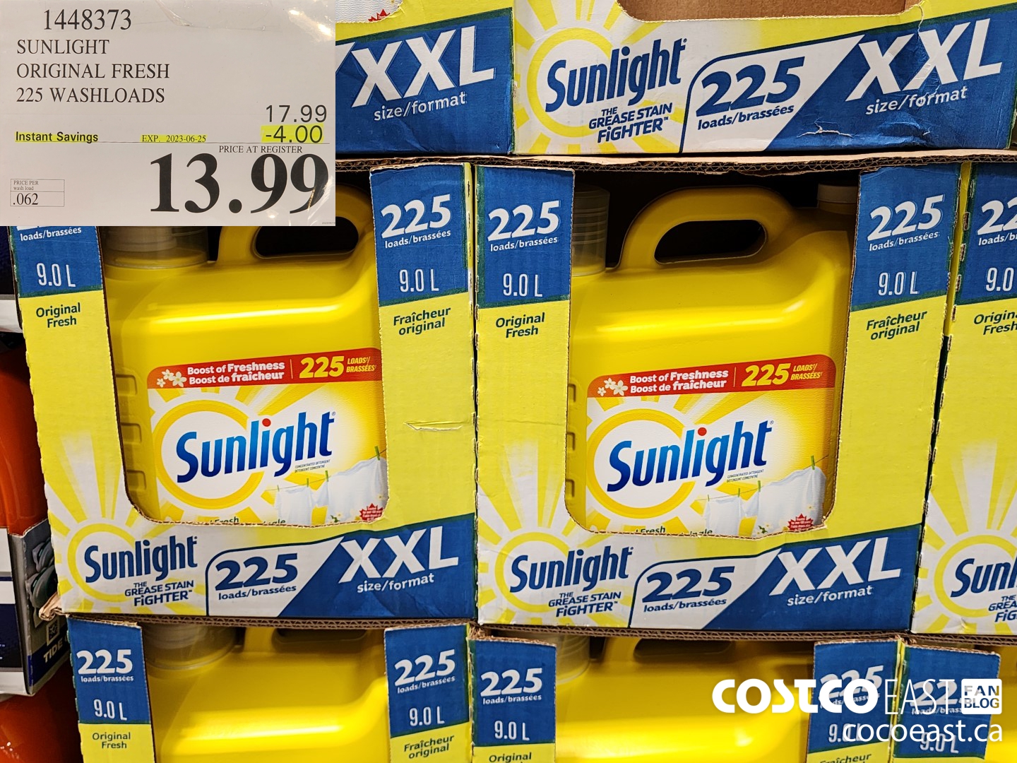 1448373 SUNLIGHT ORIGINAL FRESH 225 wash loads ($4.00 INSTANT SAVINGS EXPIRES ON 2023-06-25) $13.99