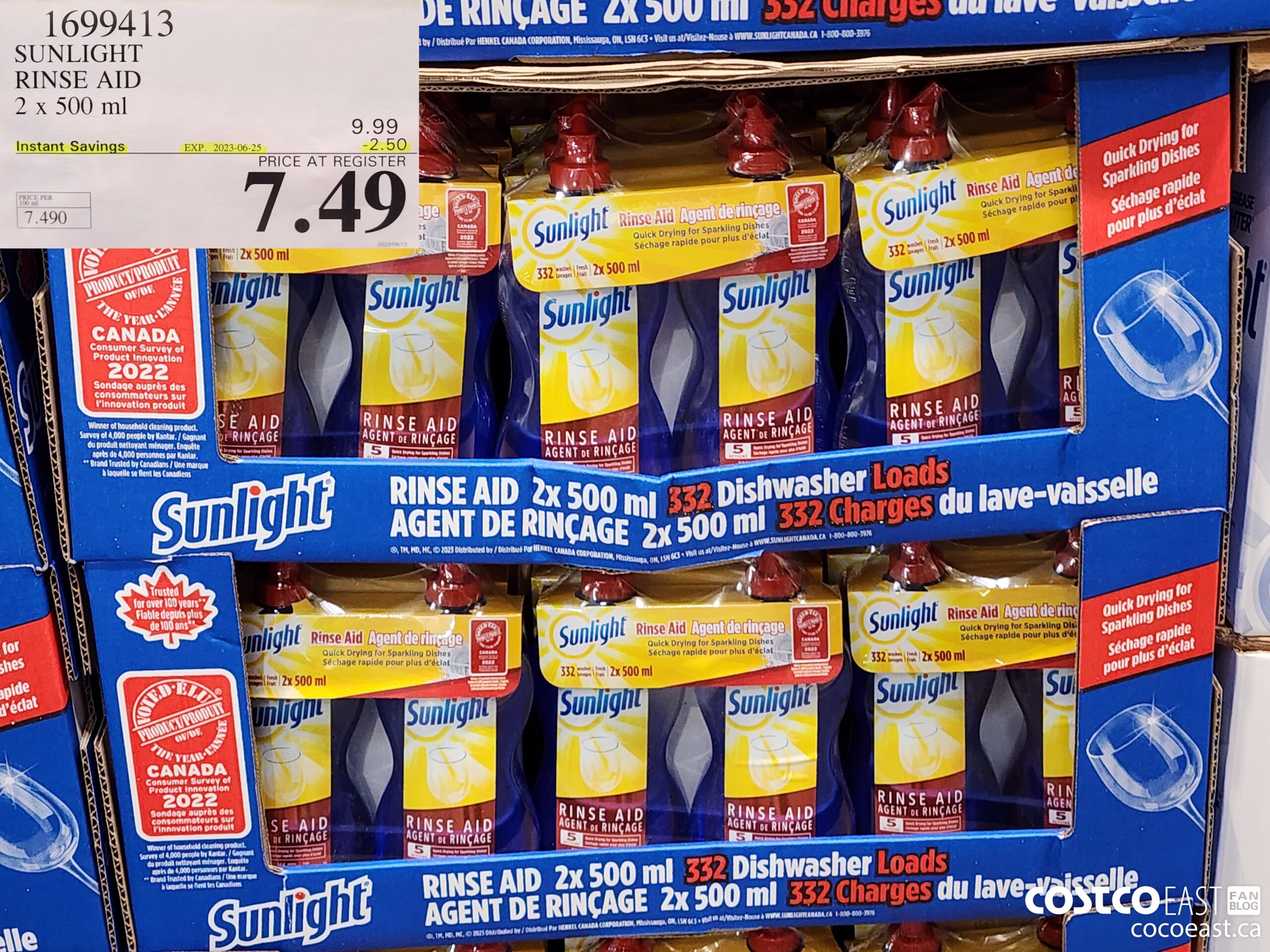 1699413 SUNLIGHT RINSE AID 2 x 500 ml ($2.50 INSTANT SAVINGS EXPIRES ON 2023-06-25) $7.49