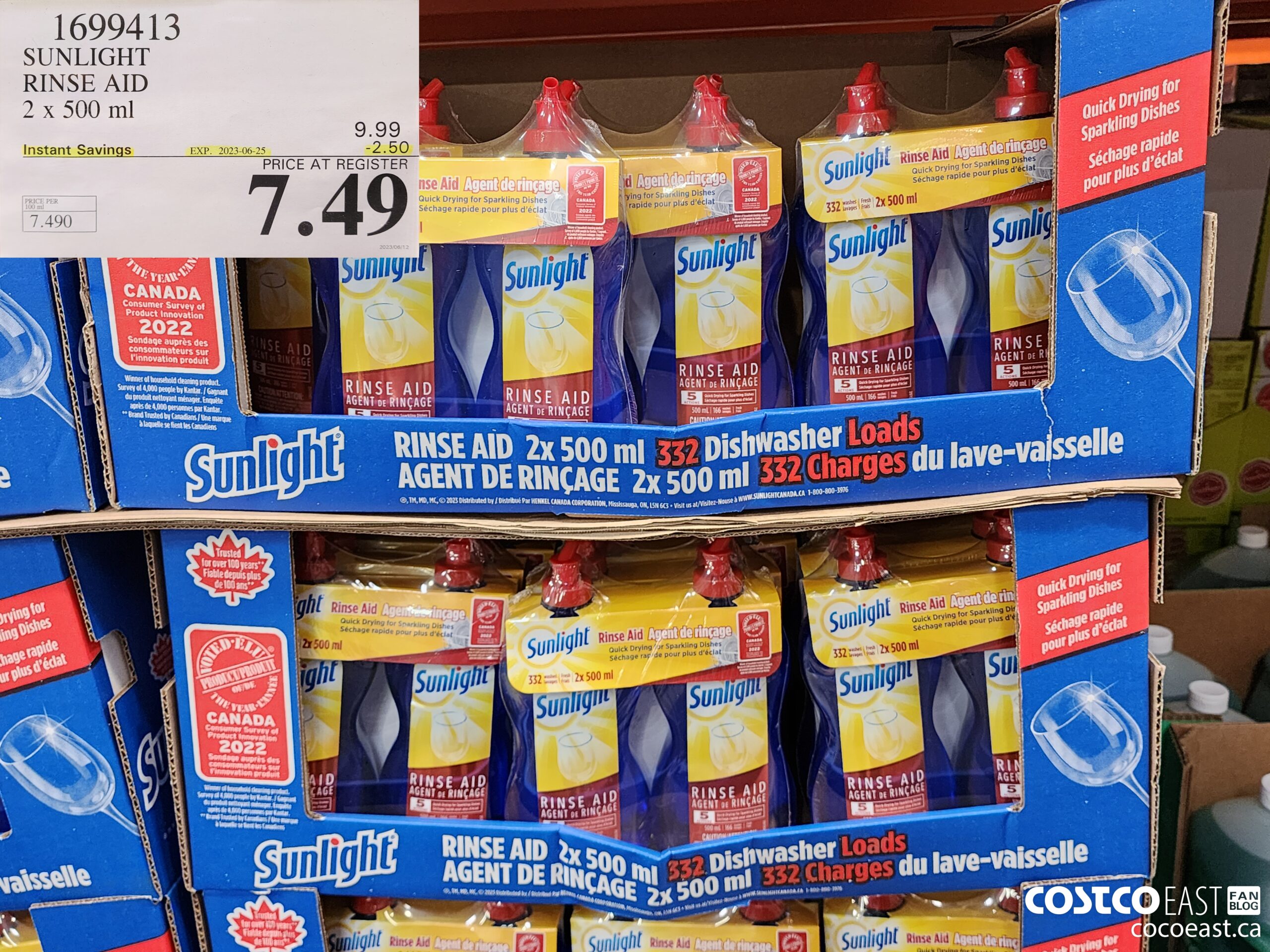 1699413 SUNLIGHT RINSE AID 2 x 500 ml ($2.50 INSTANT SAVINGS EXPIRES ON 2023-06-25) $7.49
