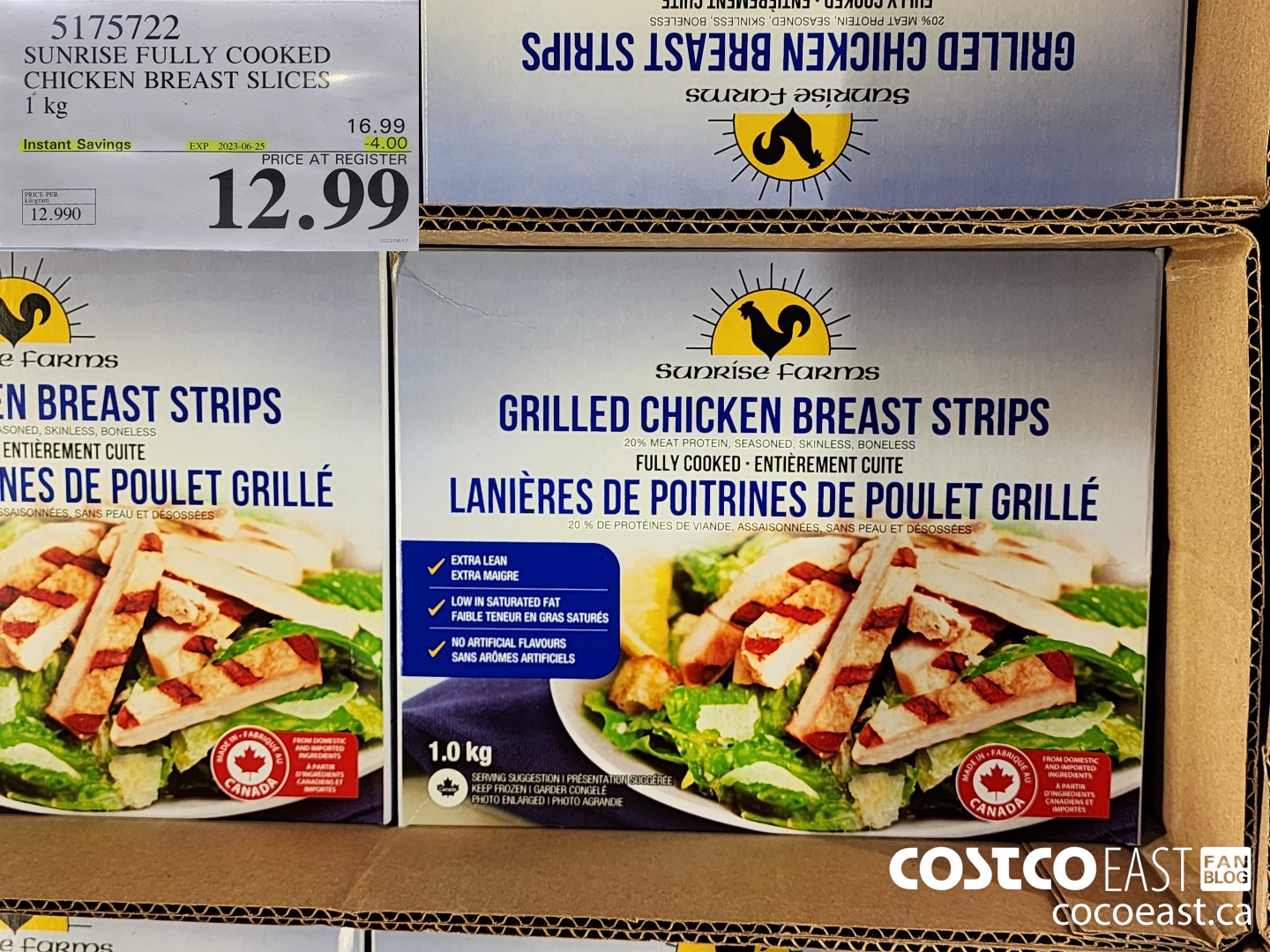 5175722 SUNRISE FULLY COOKED CHICKEN BREAST SLICES 1 kg ($4.00 INSTANT SAVINGS EXPIRES ON 2023-06-25) $12.99