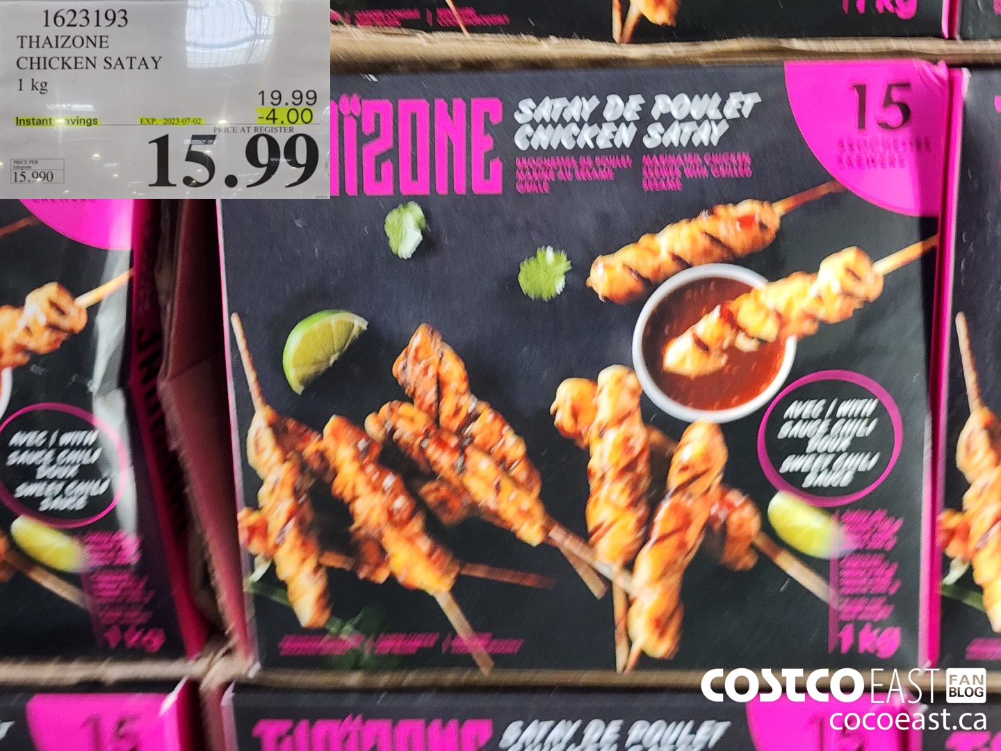 1623193 THAIZONE CHICKEN SATAY 1 kg ($4.00 INSTANT SAVINGS EXPIRES ON 2023-07-02) $15.99