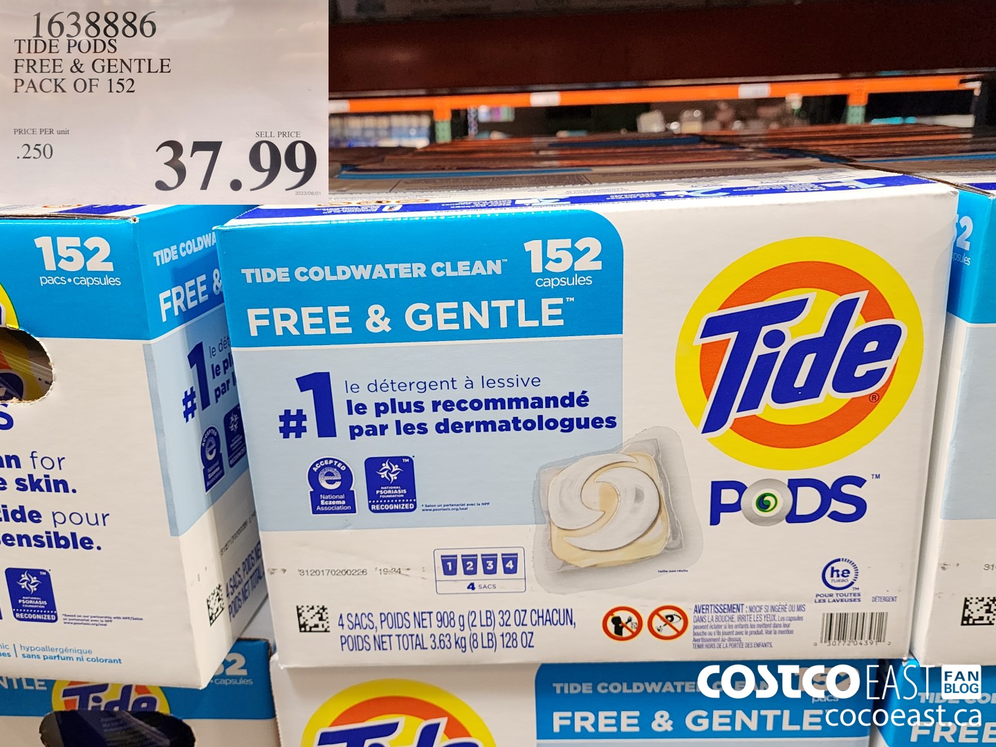 1638886 TIDE PODS FREE & GENTLE PACK OF 152 $37.99