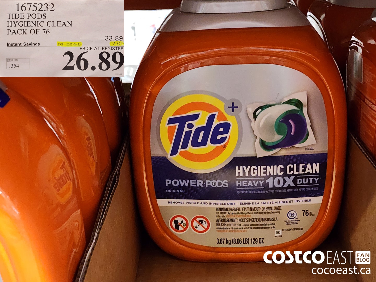 1675232 TIDE PODS HYGIENIC CLEAN PACK OF 76 ($7.00 INSTANT SAVINGS EXPIRES ON 2023-06-25) $26.89