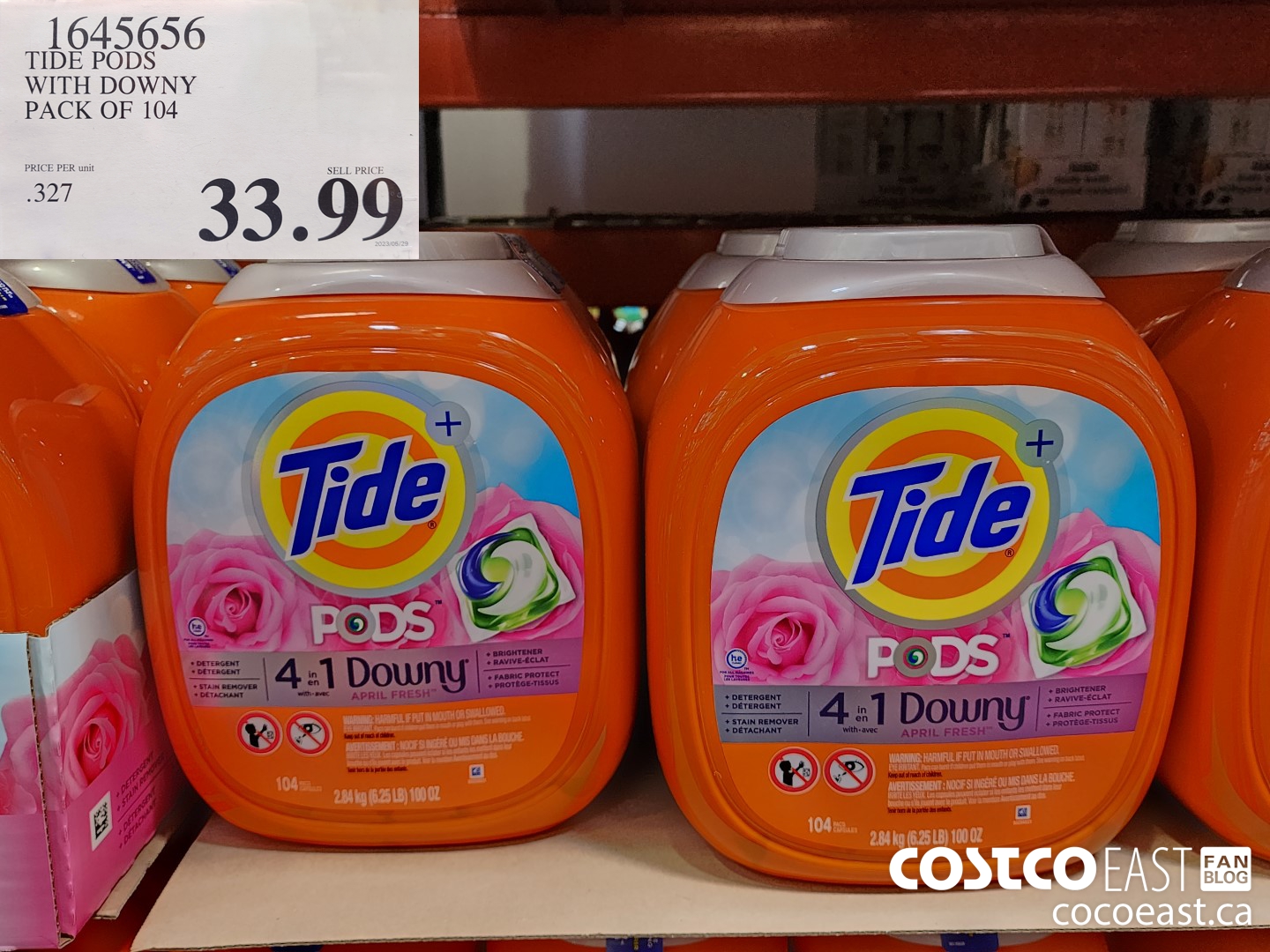 1645656 TIDE PODS WITH DOWNY PACK OF 104 $33.99