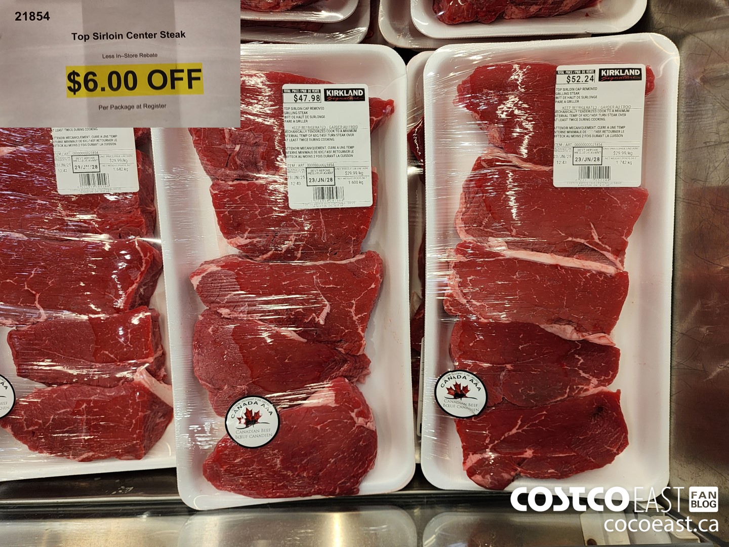 21854 TOP SIRLOIN CENTER STEAK ($6.00 INSTANT SAVINGS)