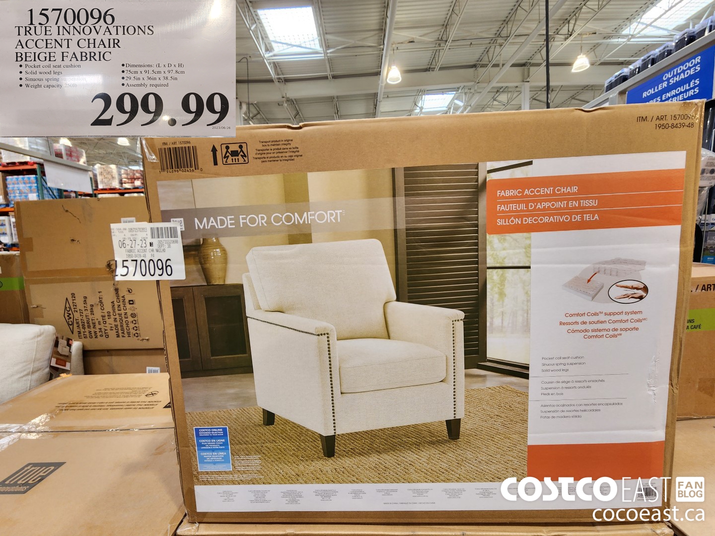 1570096 TRUE INNOVATIONS ACCENT CHAIR BEIGE FABRIC $299.99