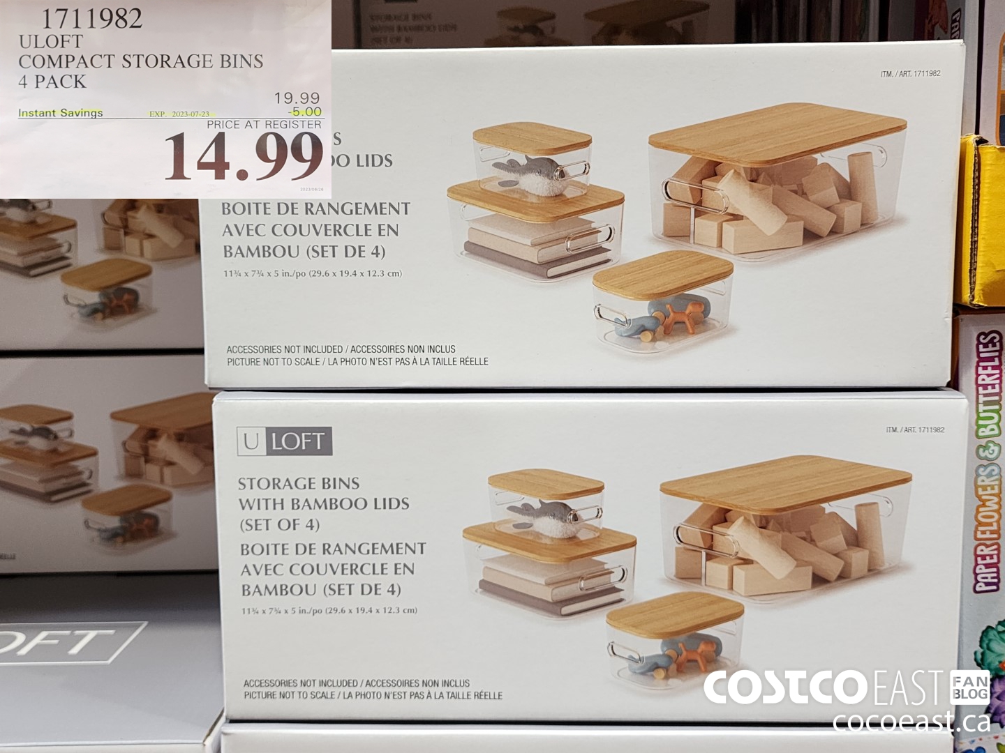 1711982 ULOFT COMPACT STORAGE BINS 4 PACK ($5.00 INSTANT SAVINGS EXPIRES ON 2023-07-23) $14.99