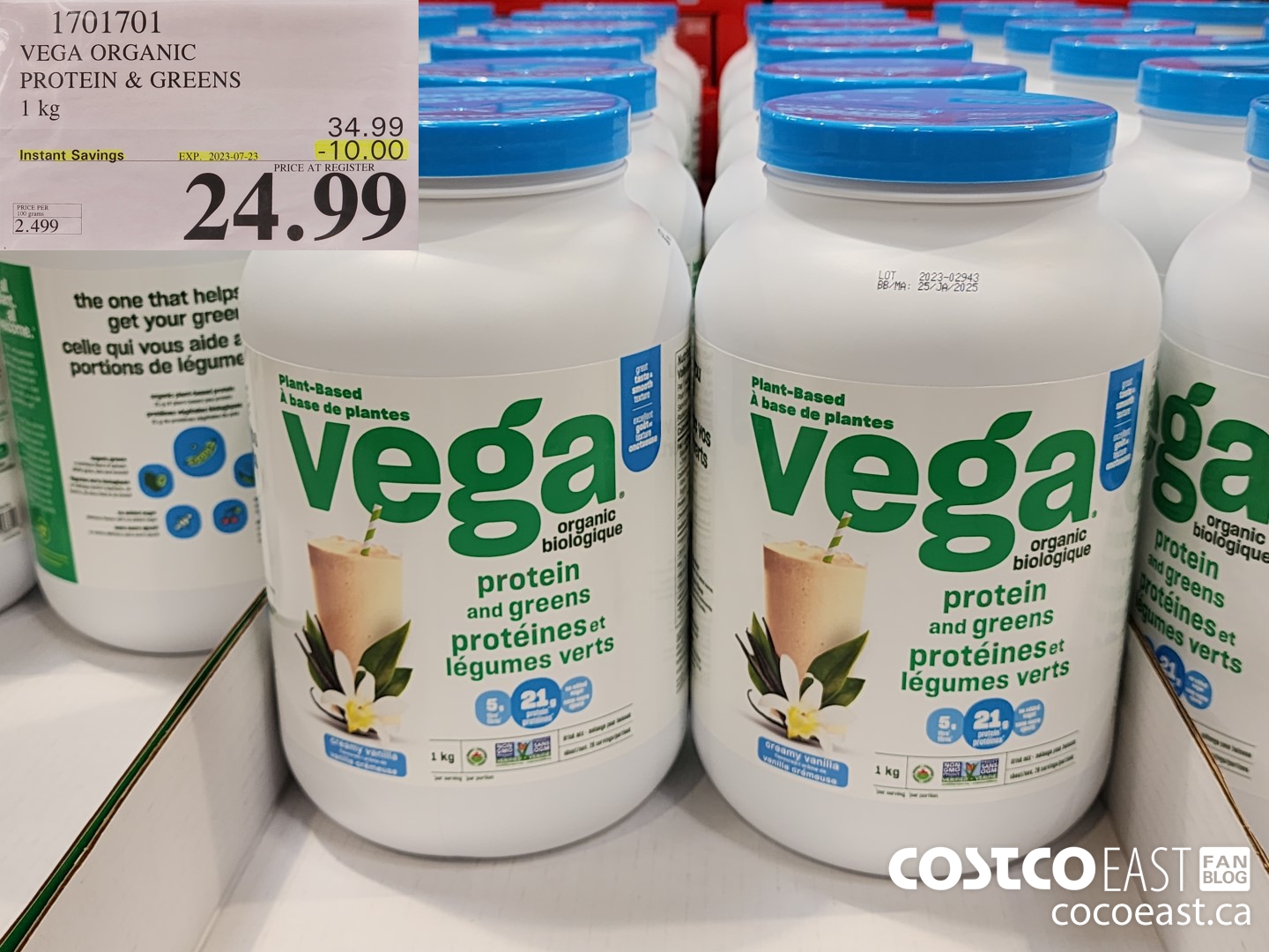 1701701 VEGA ORGANIC PROTEIN & GREENS 1KG ($10.00 INSTANT SAVINGS EXPIRES ON 2023-07-23) $24.99