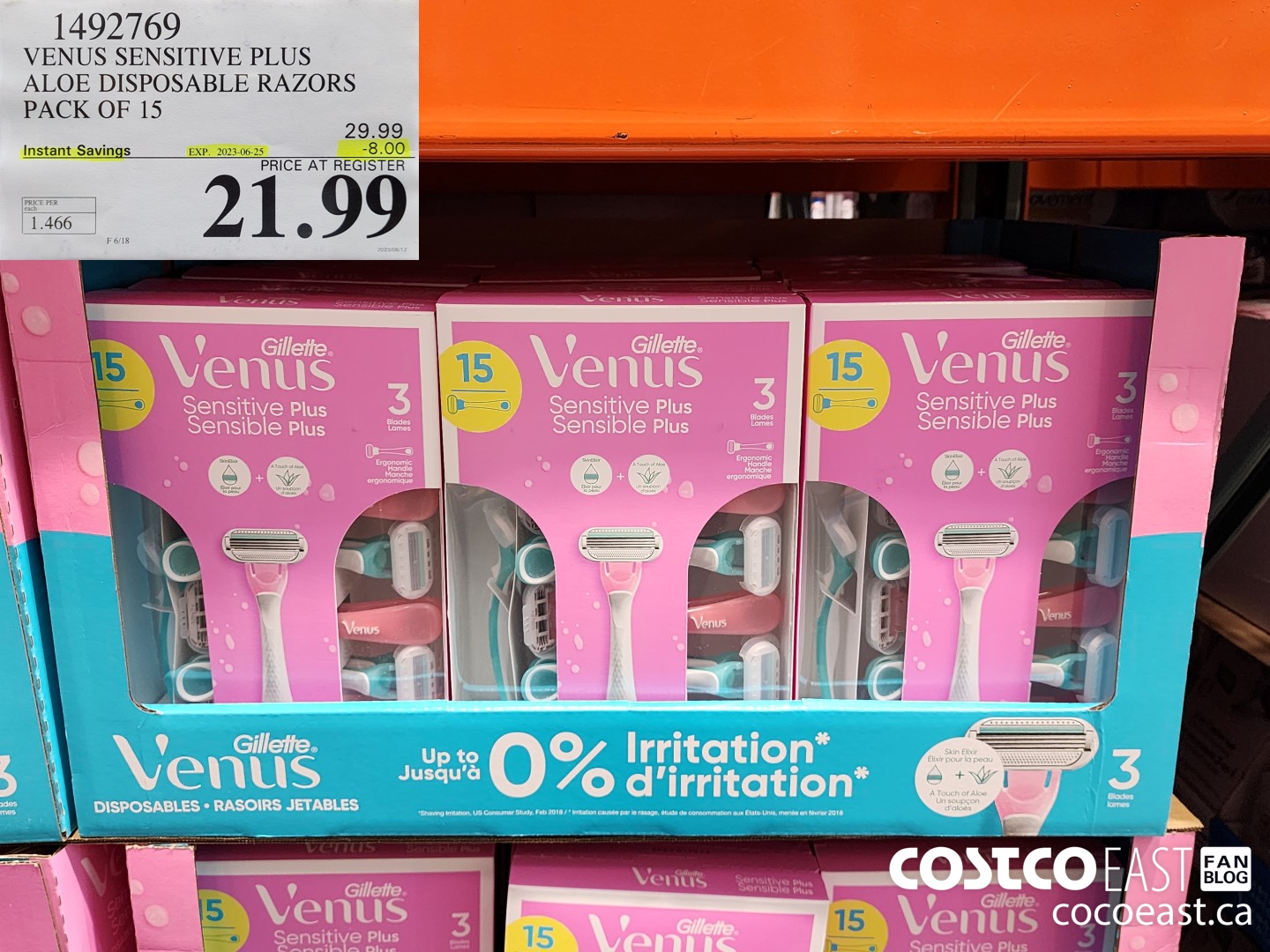 1492769 VENUS SENSITIVE PLUS ALOE DISPOSABLE RAZORS PACK OF 15 ($8.00 INSTANT SAVINGS EXPIRES ON 2023-06-25) $21.99