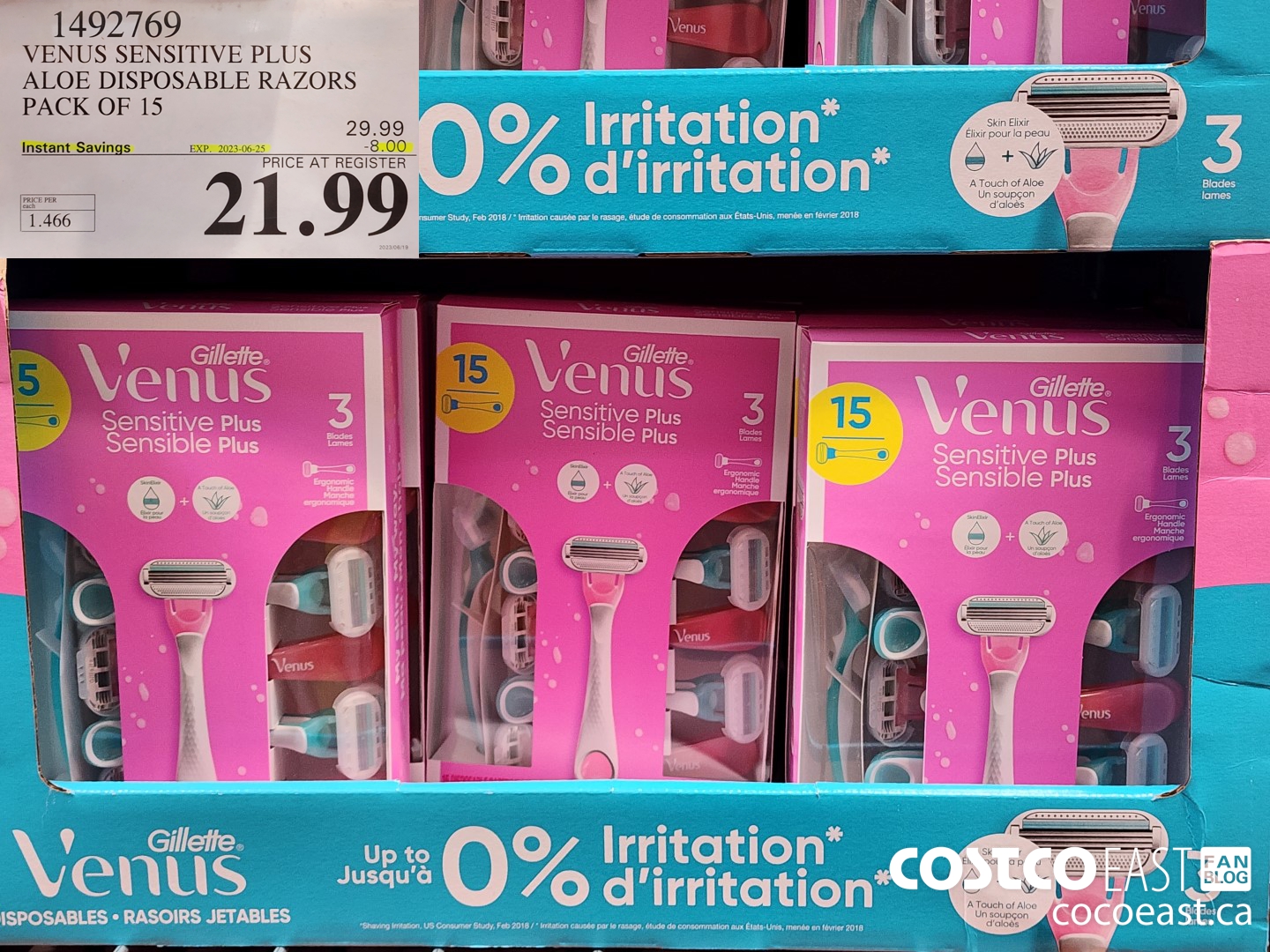 1492769 VENUS SENSITIVE PLUS ALOE DISPOSABLE RAZORS PACK OF 15 ($8.00 INSTANT SAVINGS EXPIRES ON 2023-06-25) $21.99