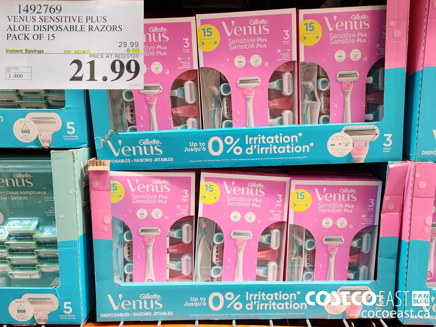 1492769 VENUS SENSITIVE PLUS ALOE DISPOSABLE RAZORS PACK OF 15 ($8.00 INSTANT SAVINGS EXPIRES ON 2023-06-25) $21.99