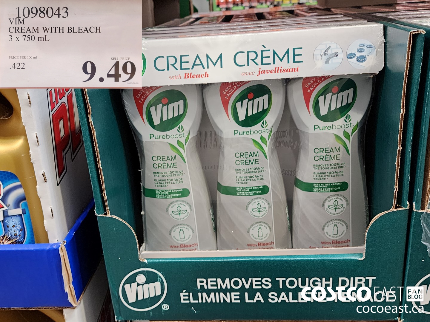 1098043 VIM CREAM WITH BLEACH 3 X 750G $9.49