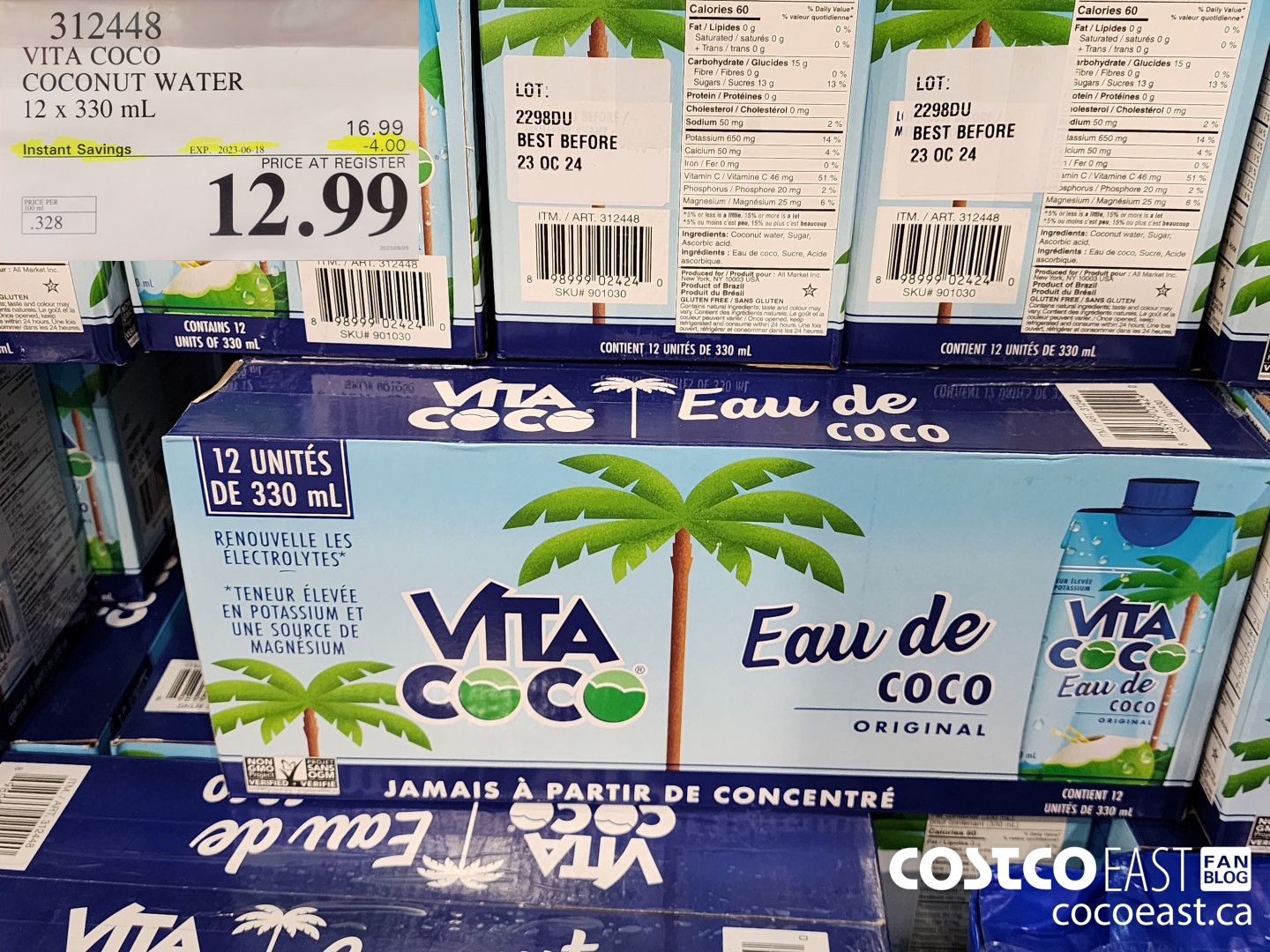 312448 VITA COCO COCONUT WATER 12 X 330 ML ($4.00 INSTANT SAVINGS EXPIRES ON 2023-06-18) $12.99