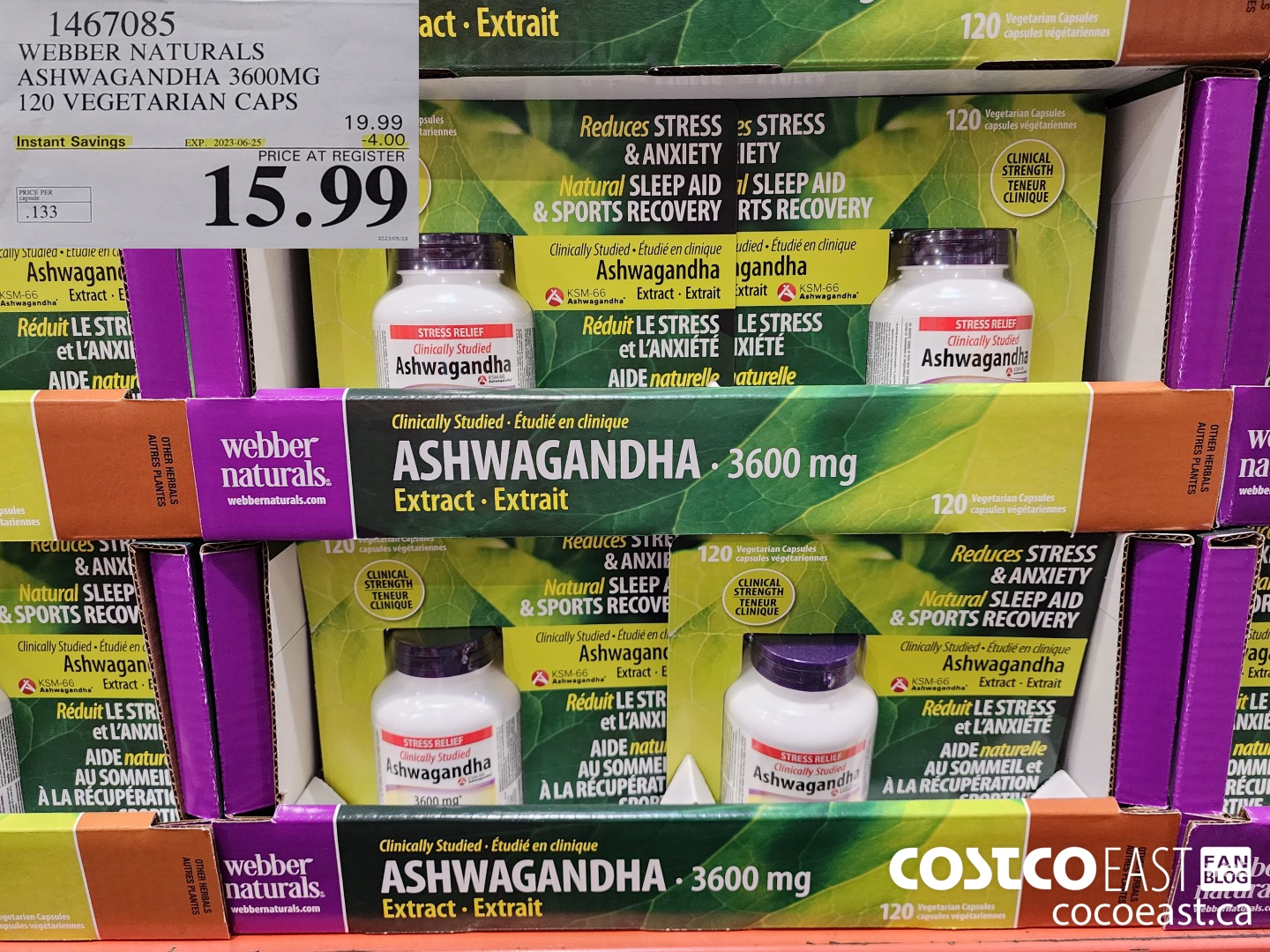 1467085 WEBBER NATURALS ASHWAGANDHA 3600MG 120 VEGETARIAN CAPS ($4.00 INSTANT SAVINGS EXPIRES ON 2023-06-25) $15.99