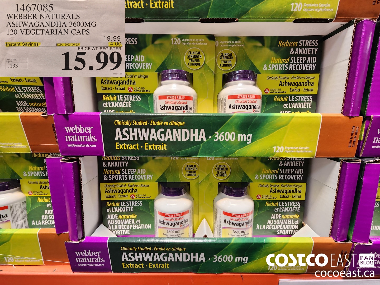 1467085 WEBBER NATURALS ASHWAGANDHA 3600MG 120 VEGETARIAN CAPS ($4.00 INSTANT SAVINGS EXPIRES ON 2023-06-25) $15.99