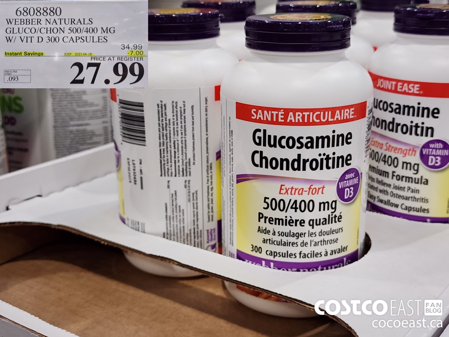 6808880 WEBBER NATURALS GLUCO/CHON 500/400 MG W/ VIT D 300 CAPSULES ($7.00 INSTANT SAVINGS EXPIRES ON 2023-06-18) $27.99