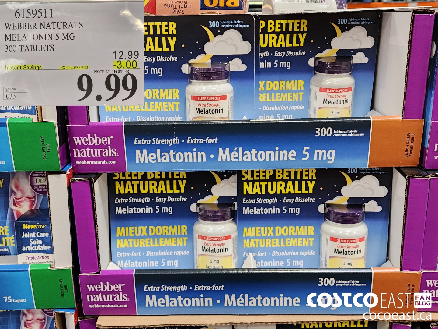 6159511 WEBBER NATURALS MELATONIN 5 MG 300 TABLETS ($3.00 INSTANT SAVINGS EXPIRES ON 2023-07-02) $9.99