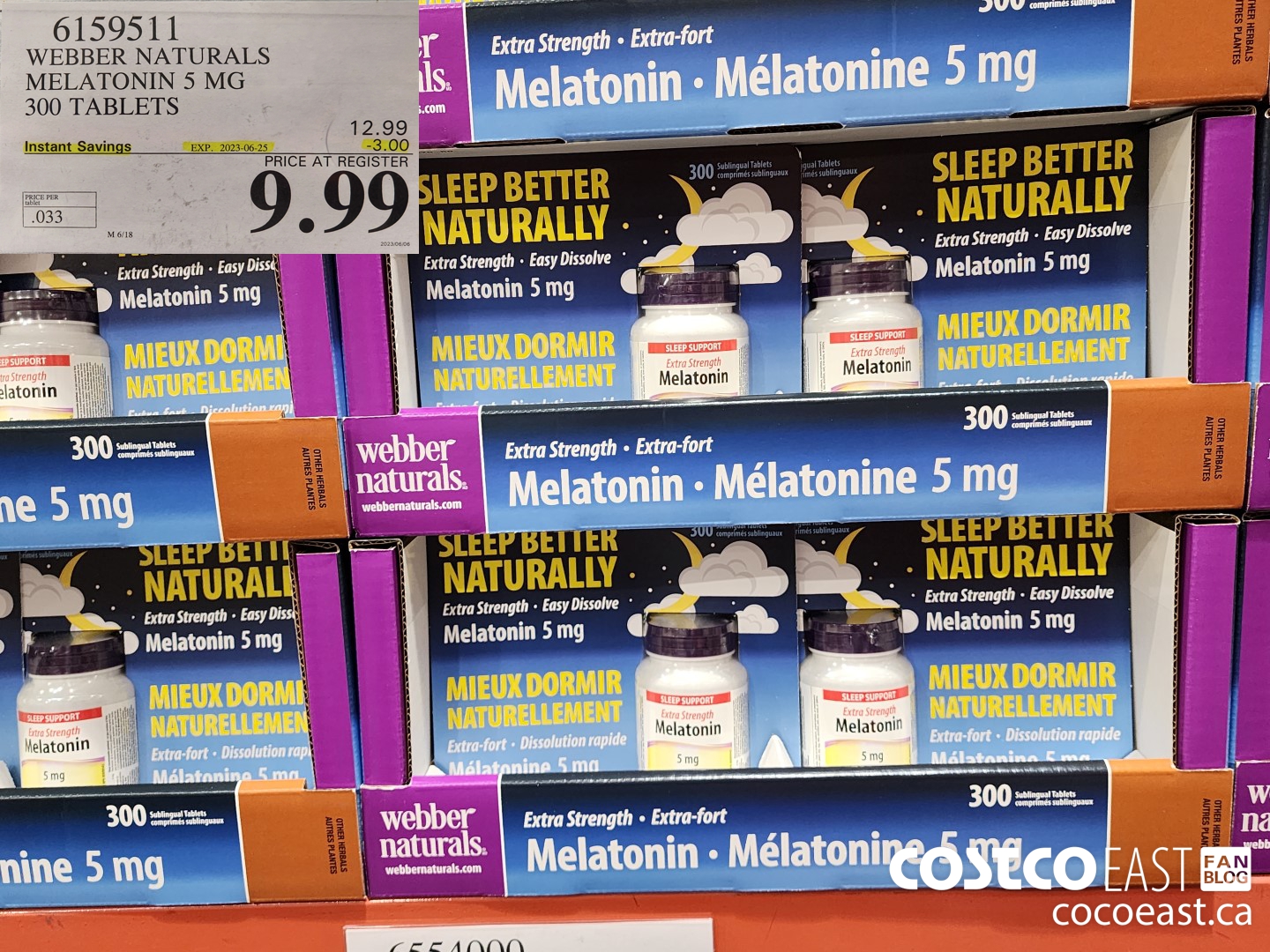 6159511 WEBBER NATURALS MELATONIN 5 MG 300 TABLETS ($3.00 INSTANT SAVINGS EXPIRES ON 2023-06-25) $9.99