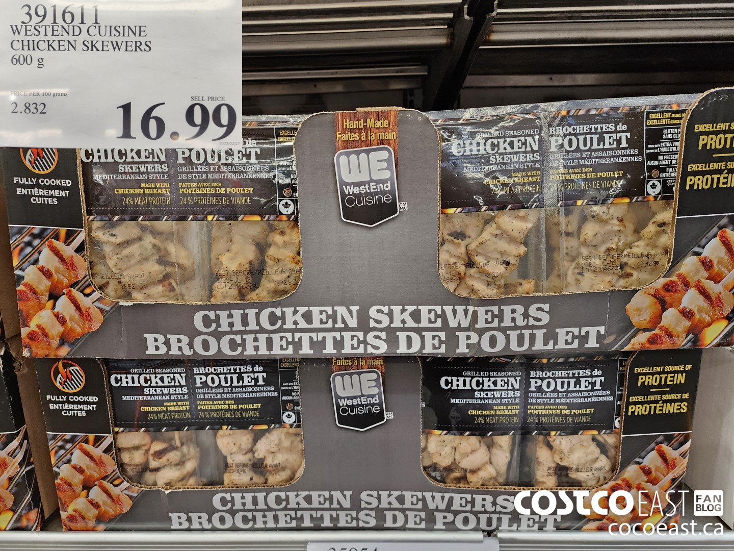 391611 WEST END CUISINE CHICKEN SKEWER 600G $16.99