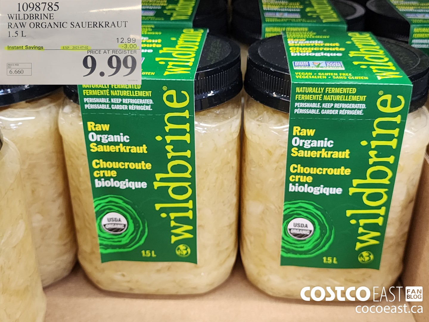 1098785 WILDBRINE RAW ORGANIC SAUERKRAUT 1.5 L ($3.00 INSTANT SAVINGS EXPIRES ON 2023-07-02) $9.99