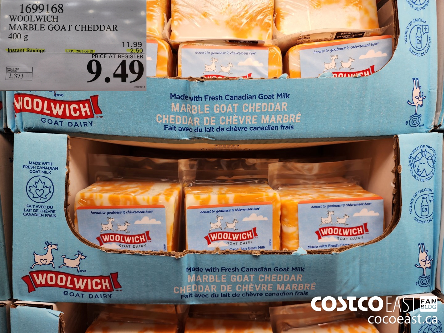 1699168 WOOLWICH MARBLE GOAT CHEDDAR 400 g ($2.50 INSTANT SAVINGS EXPIRES ON 2023-06-18) $9.49