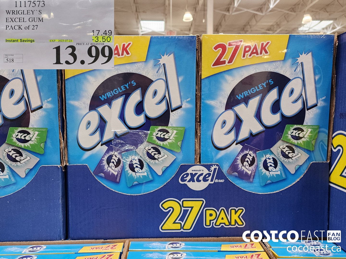 1117573 WRIGLEY'S EXCEL GUM PACK OF 27 ($3.50 INSTANT SAVINGS EXPIRES ON 2023-07-23) $13.99