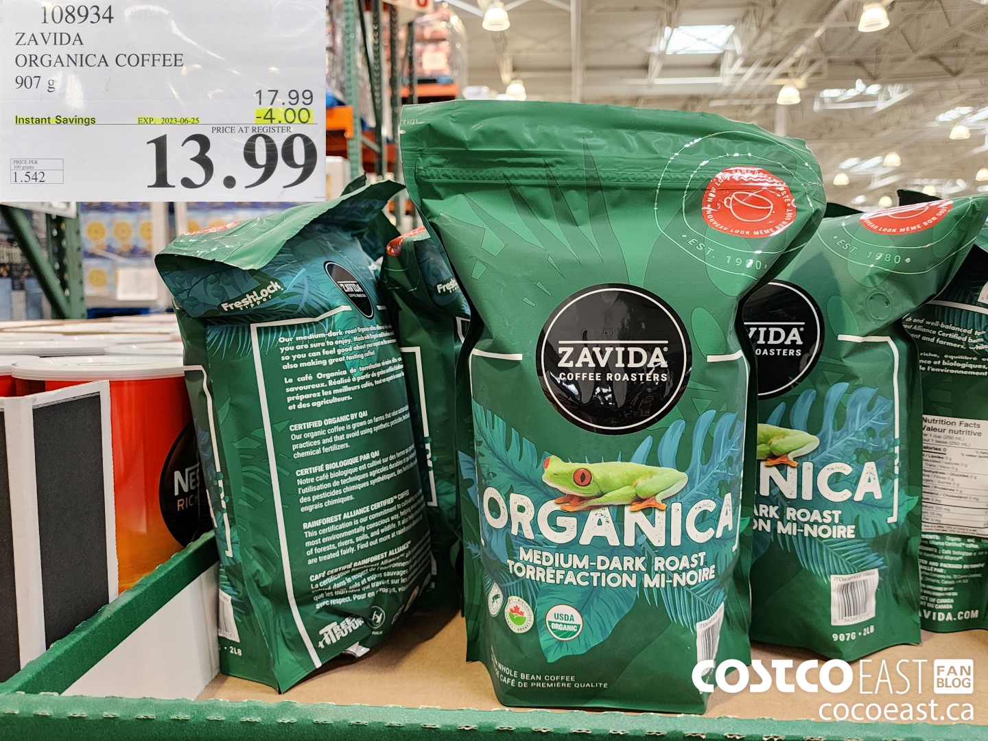 108934 ZAVIDA ORGANICA COFFEE 907 g ($4.00 INSTANT SAVINGS EXPIRES ON 2023-06-25) $13.99