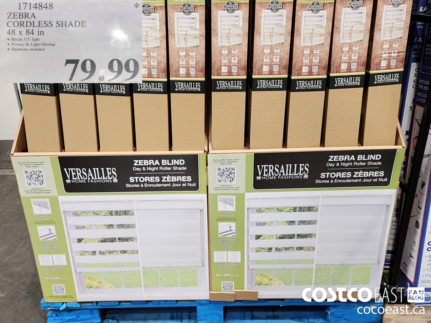 1714848 ZEBRA CORDLESS SHADE 48 X 84IN $79.99