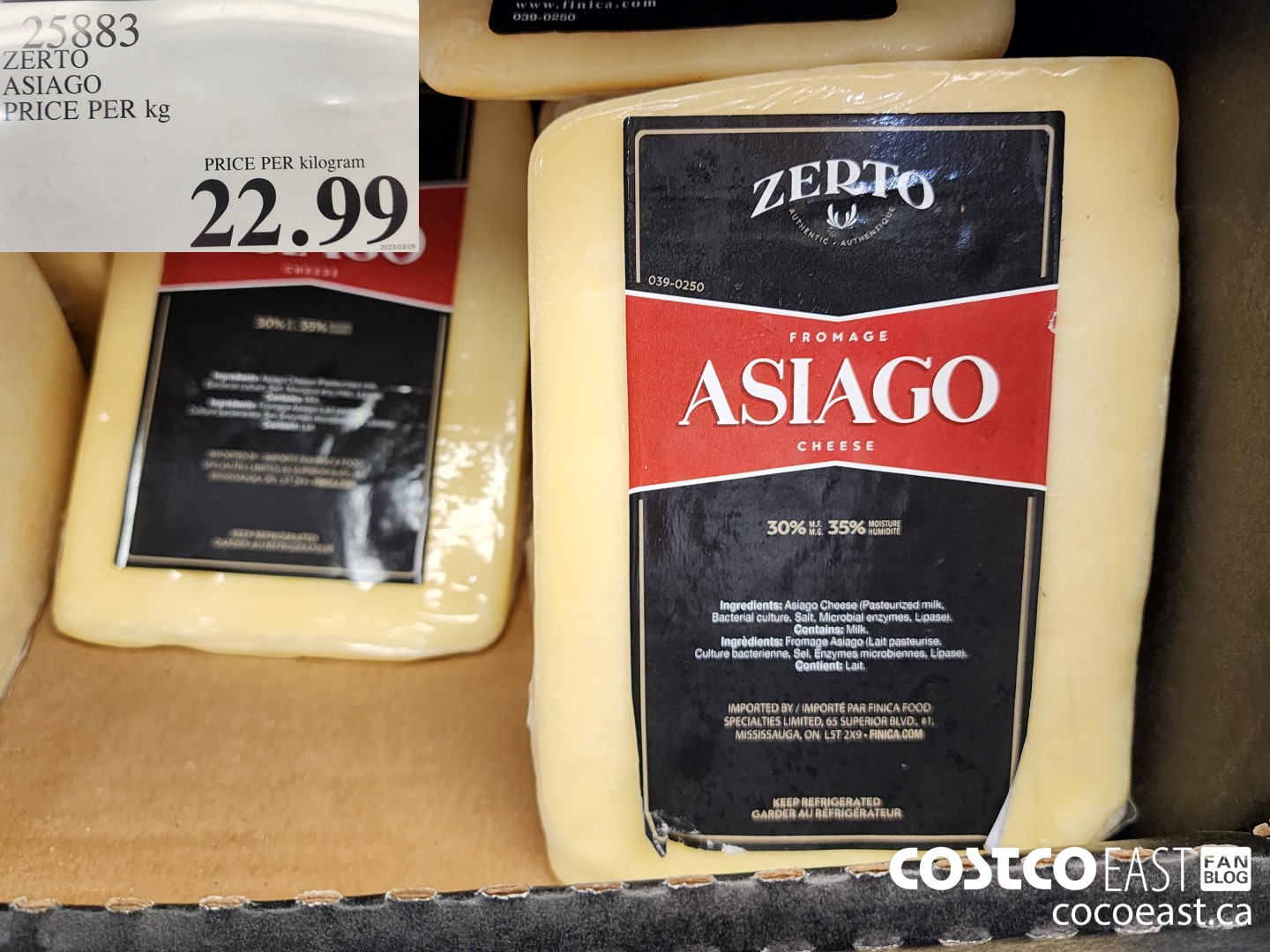 25883 ZERTO ASIAGO PRICE PER KG $22.99