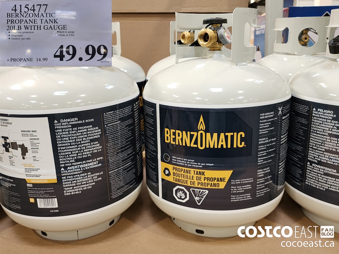 415477 BERNZOMATIC PROPANE TANK 20 LB WITH GAUGE $49.99