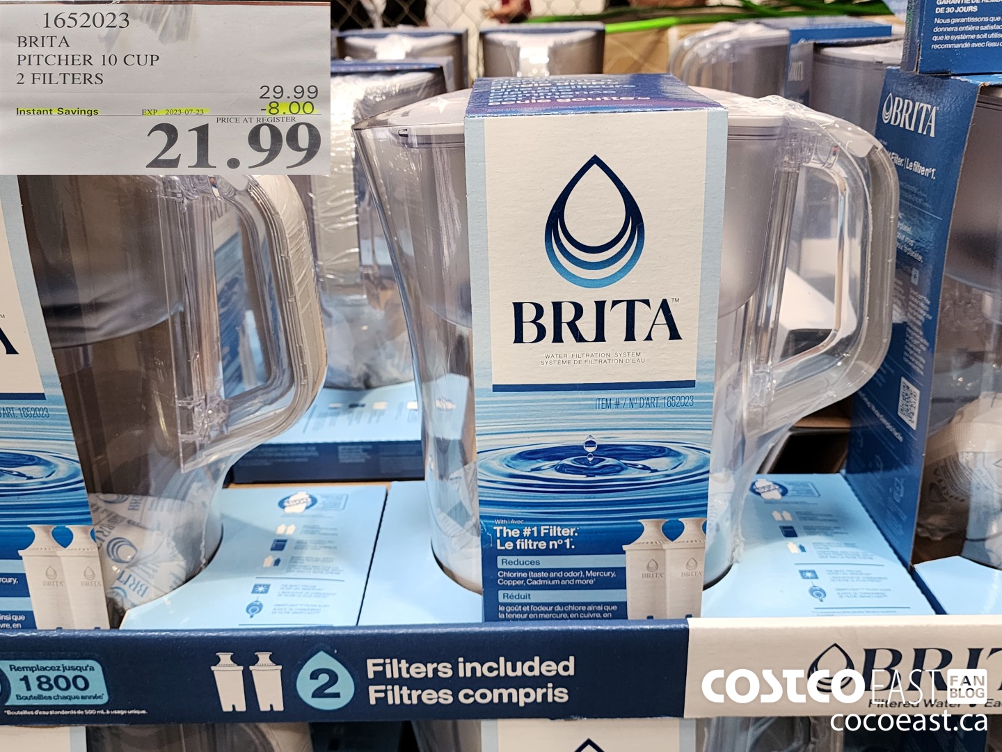 1652023 BRITA PITCHER 10 CUP 2 FILTERS ($8.00 INSTANT SAVINGS EXPIRES ON 2023-07-23) $21.99