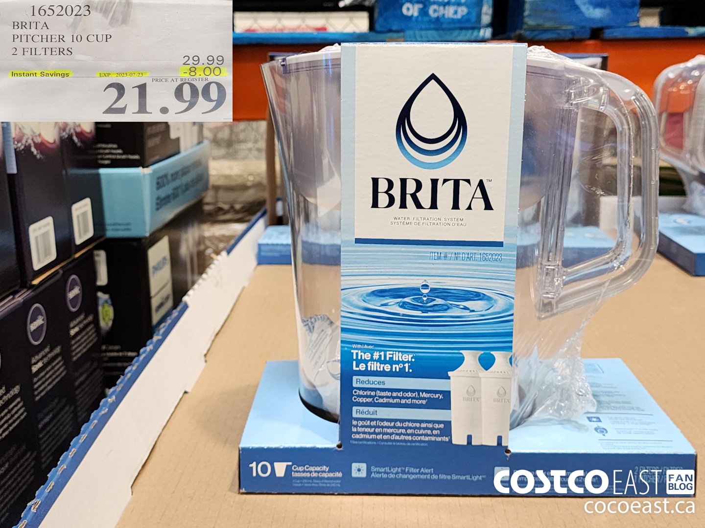 1652023 BRITA PITCHER 10 CUP 2 FILTERS ($8.00 INSTANT SAVINGS EXPIRES ON 2023-07-23) $21.99