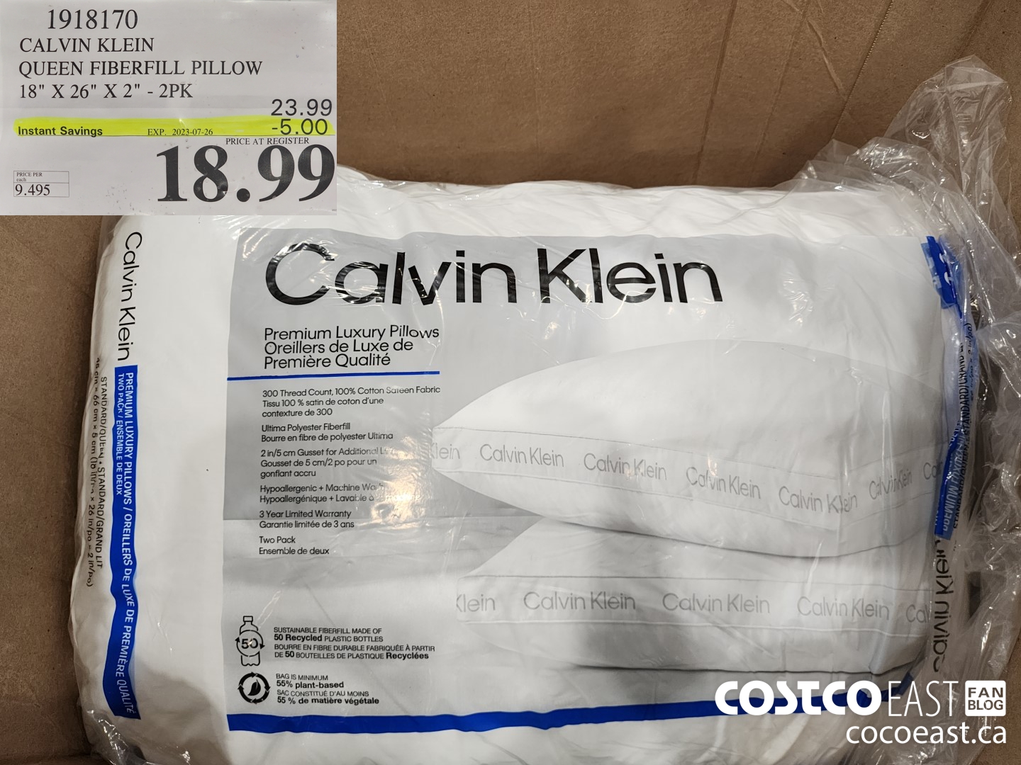 1918170 CALVIN KLEIN QUEEN FIBERFILL PILLOW 18