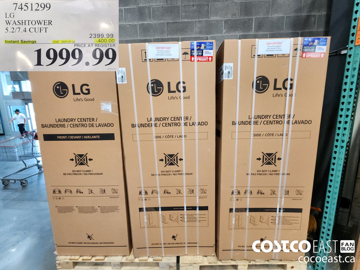 7451299 LG WASHTOWER 5.2/7.4 CUFT ($400.00 INSTANT SAVINGS EXPIRES ON 2023-07-12) $1999.99