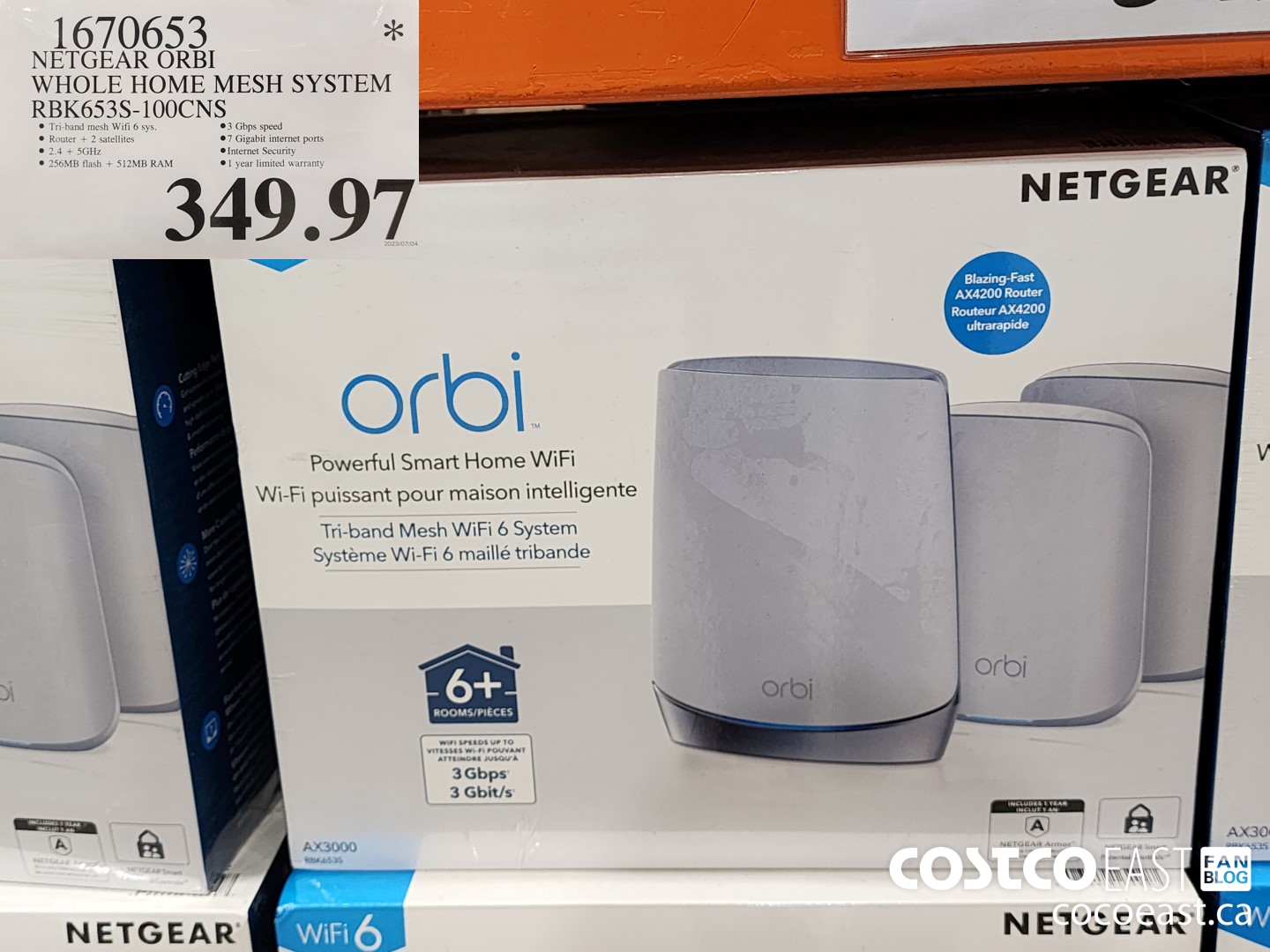 1670653 NETGEAR ORBI WHOLE HOME MESH SYSTEM RBK653S-100CNS $349.97