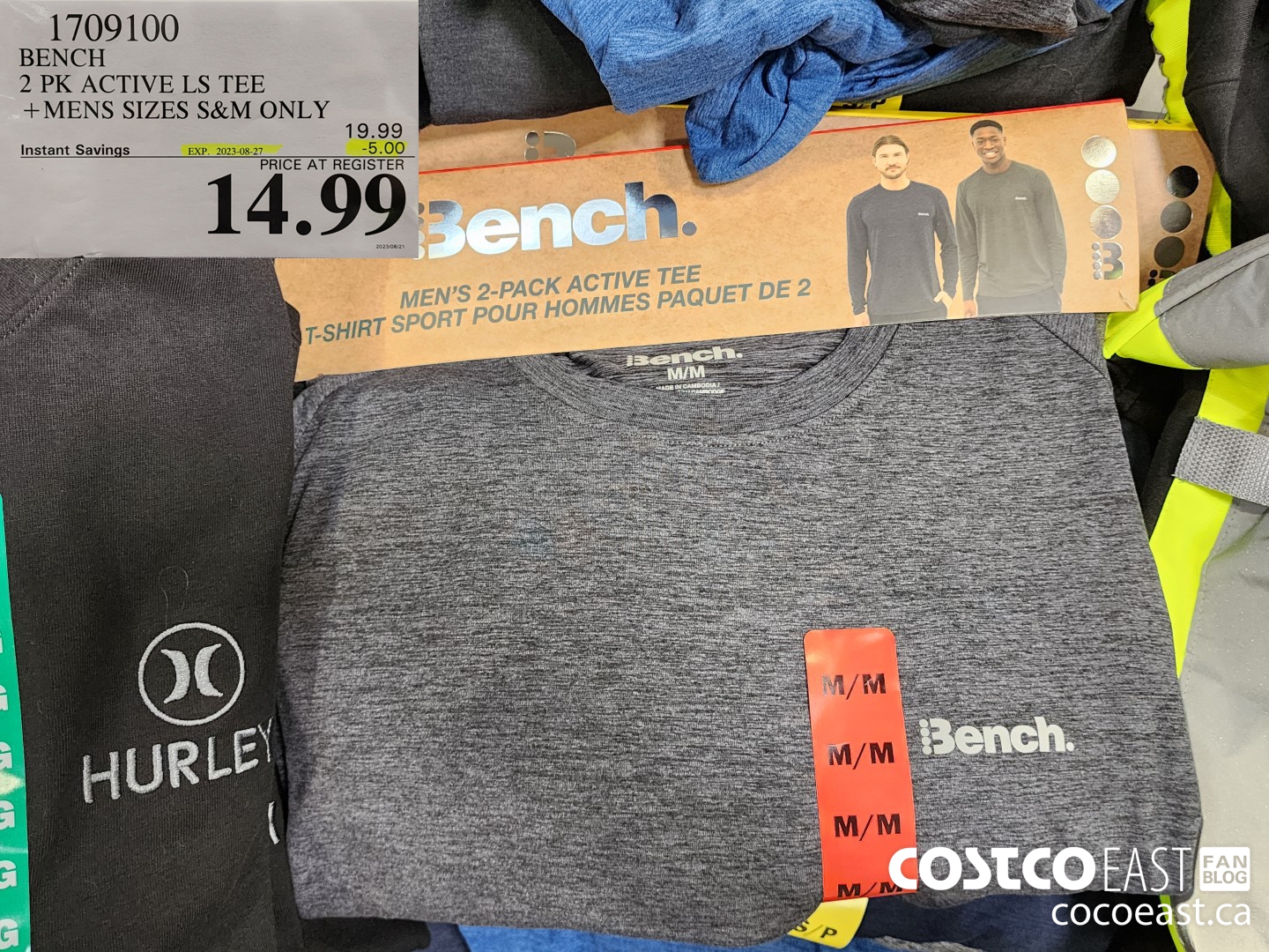 1709100 BENCH 2 PK ACTIVE TEE +MENS SIZES S&M ONLY ($5.00 INSTANT SAVINGS EXPIRES ON 2023-08-27) $14.99