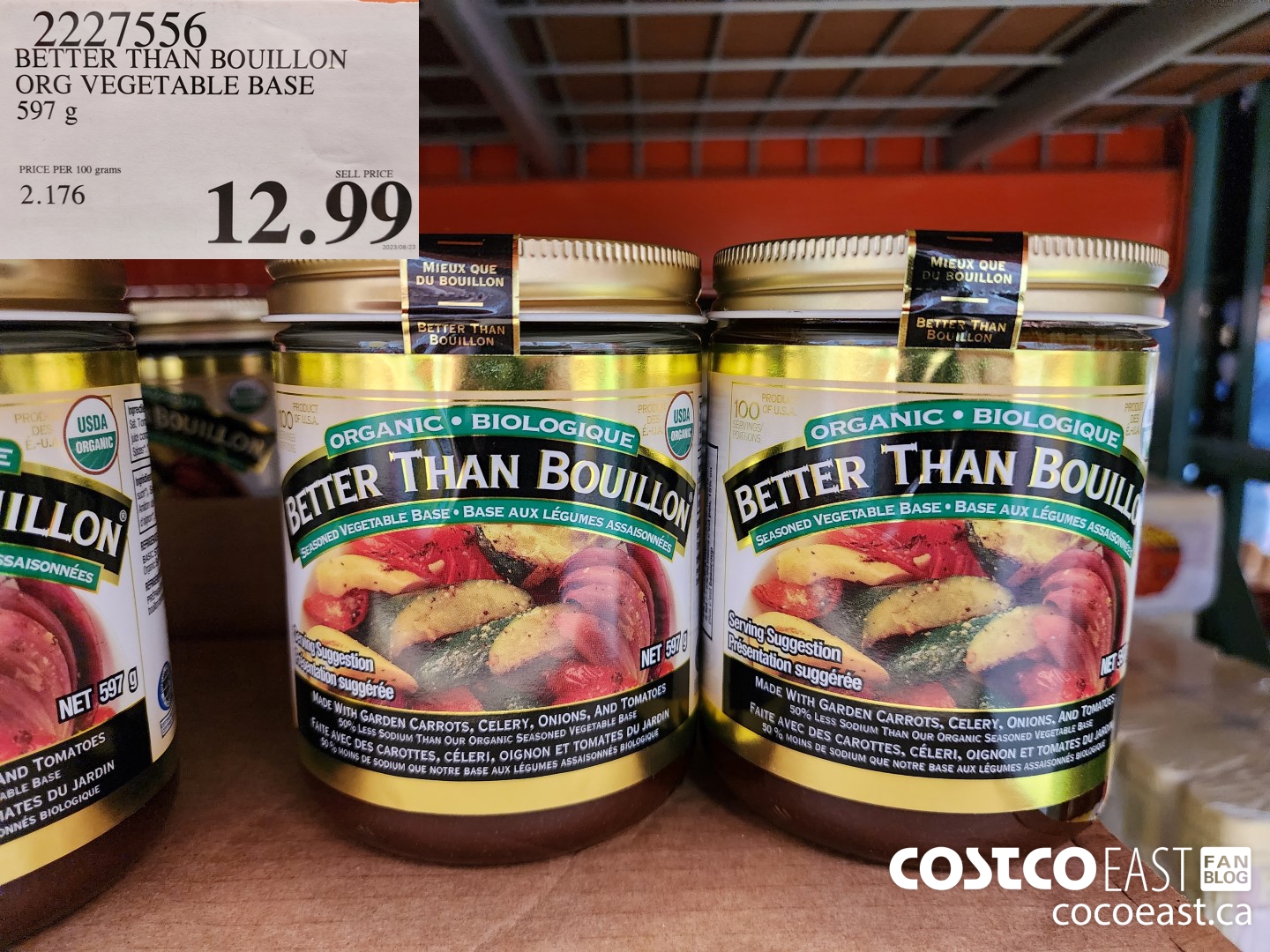 2227556 BETTER THAN BOUILLON ORG VEGETABLE BASE 597 g $12.99