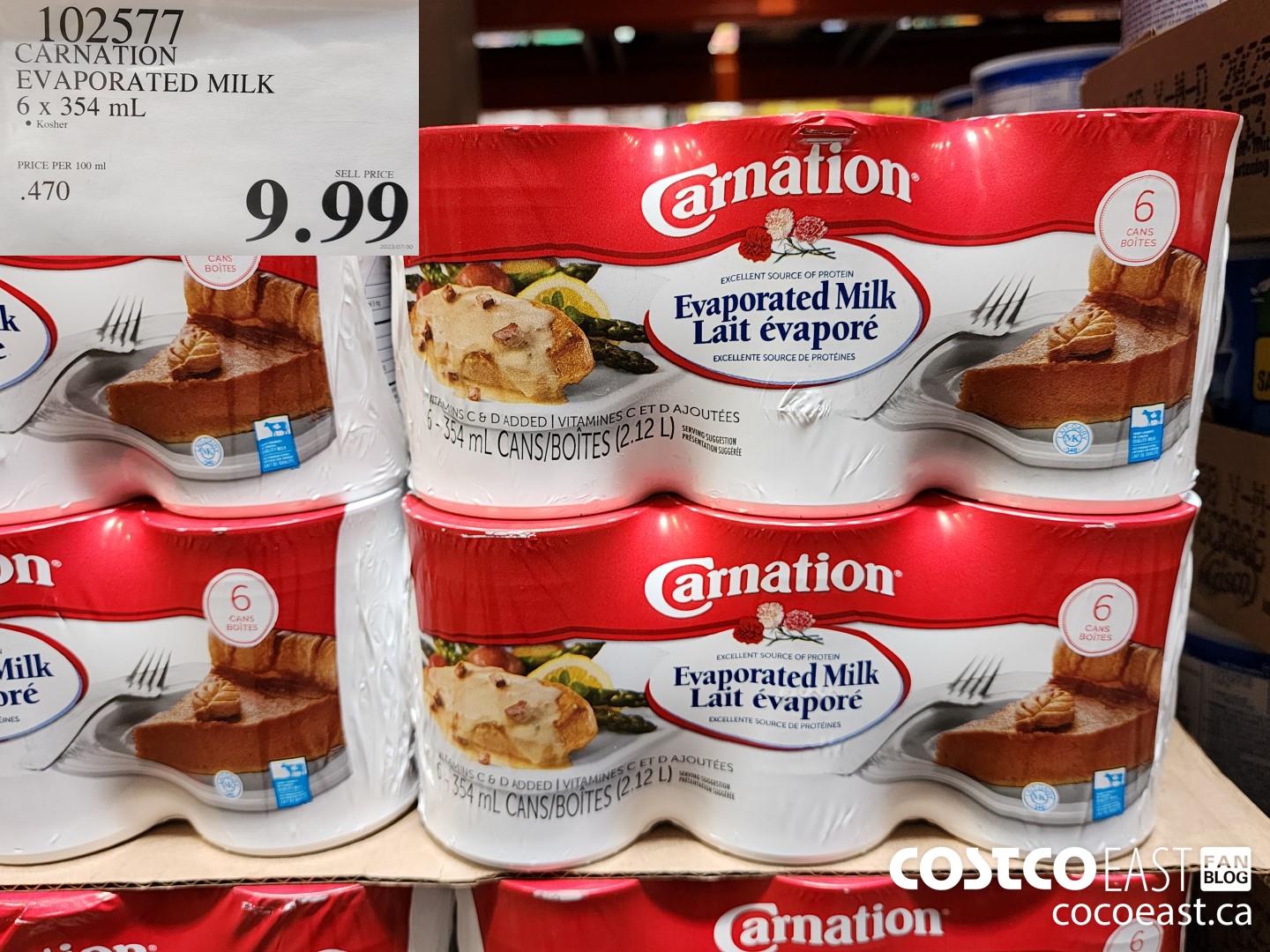 102577 CARNATION EVAPORATED MILK 6 x 354 mL $9.99