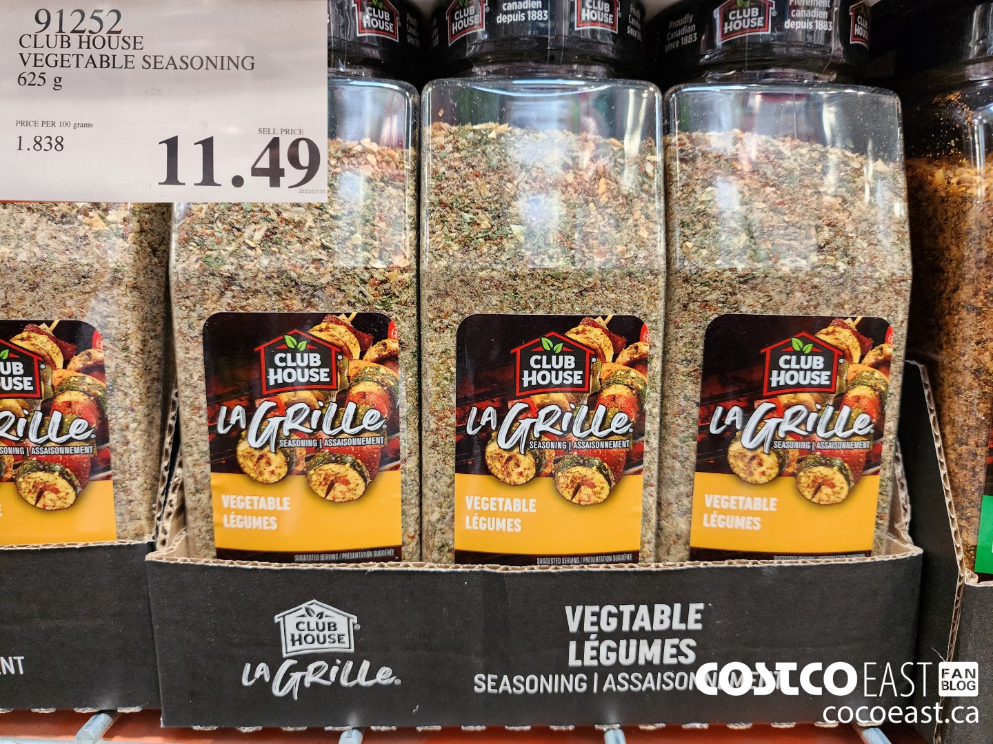 91252 CLUB HOUSE VEGETABLE SEASONING 625 g $11.49