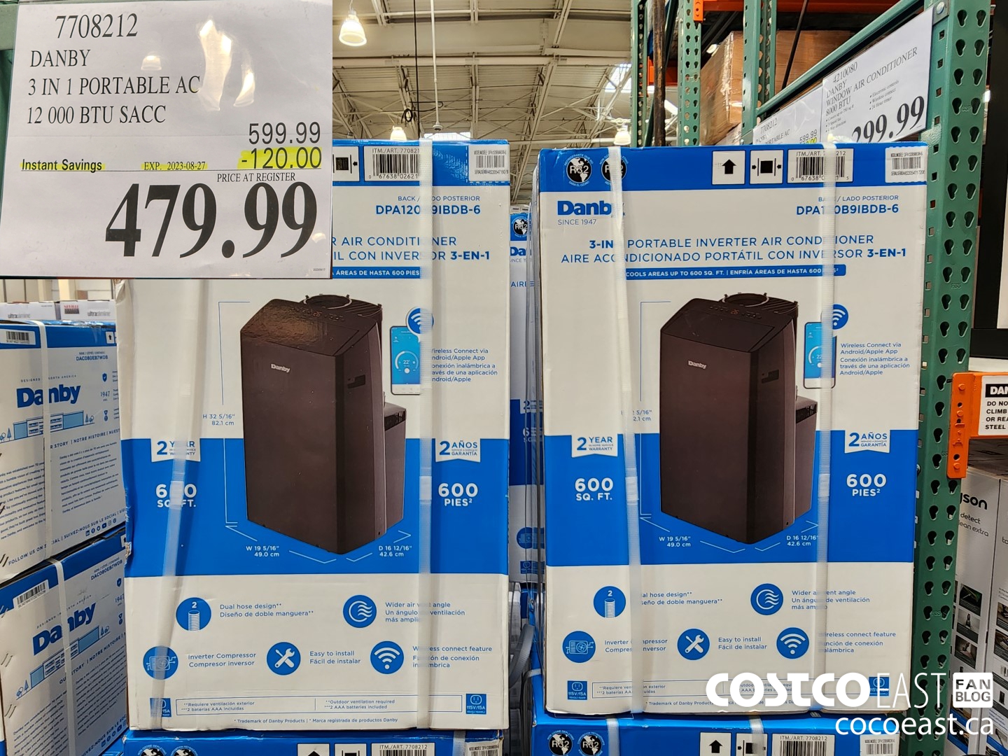 7708212 DANBY 3 IN 1 PORTABLE AC 12000 BTU SACC ($120.00 INSTANT SAVINGS EXPIRES ON 2023-08-27) $479.99